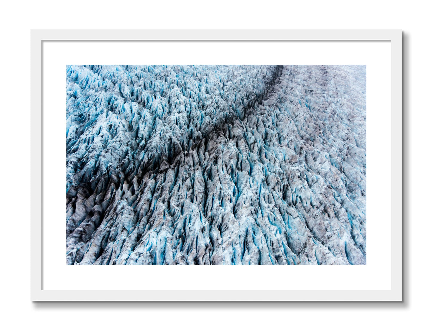 Framed photograph of Glacier by Dylan Ozanich, White frame, Borders