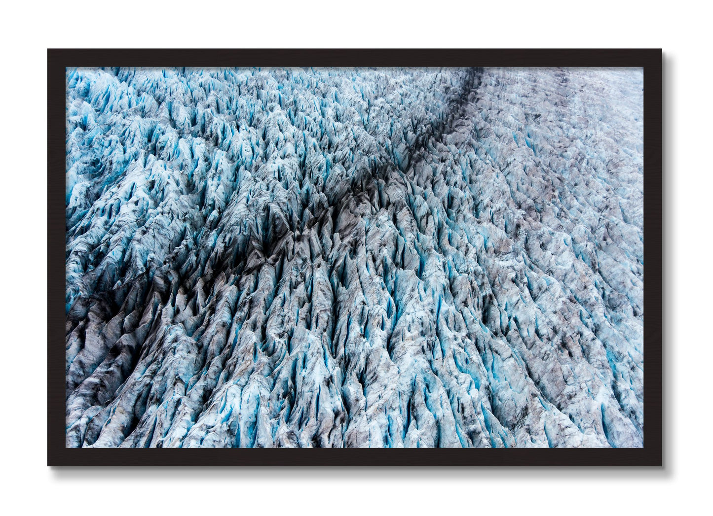 Framed photograph of Glacier by Dylan Ozanich, Black Walnut frame, Full Bleed