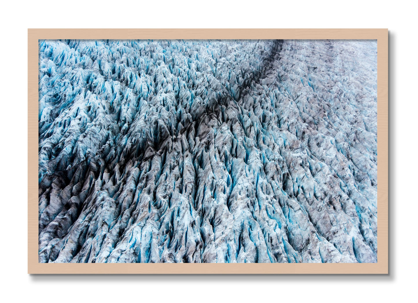 Framed photograph of Glacier by Dylan Ozanich, Maple frame, Full Bleed