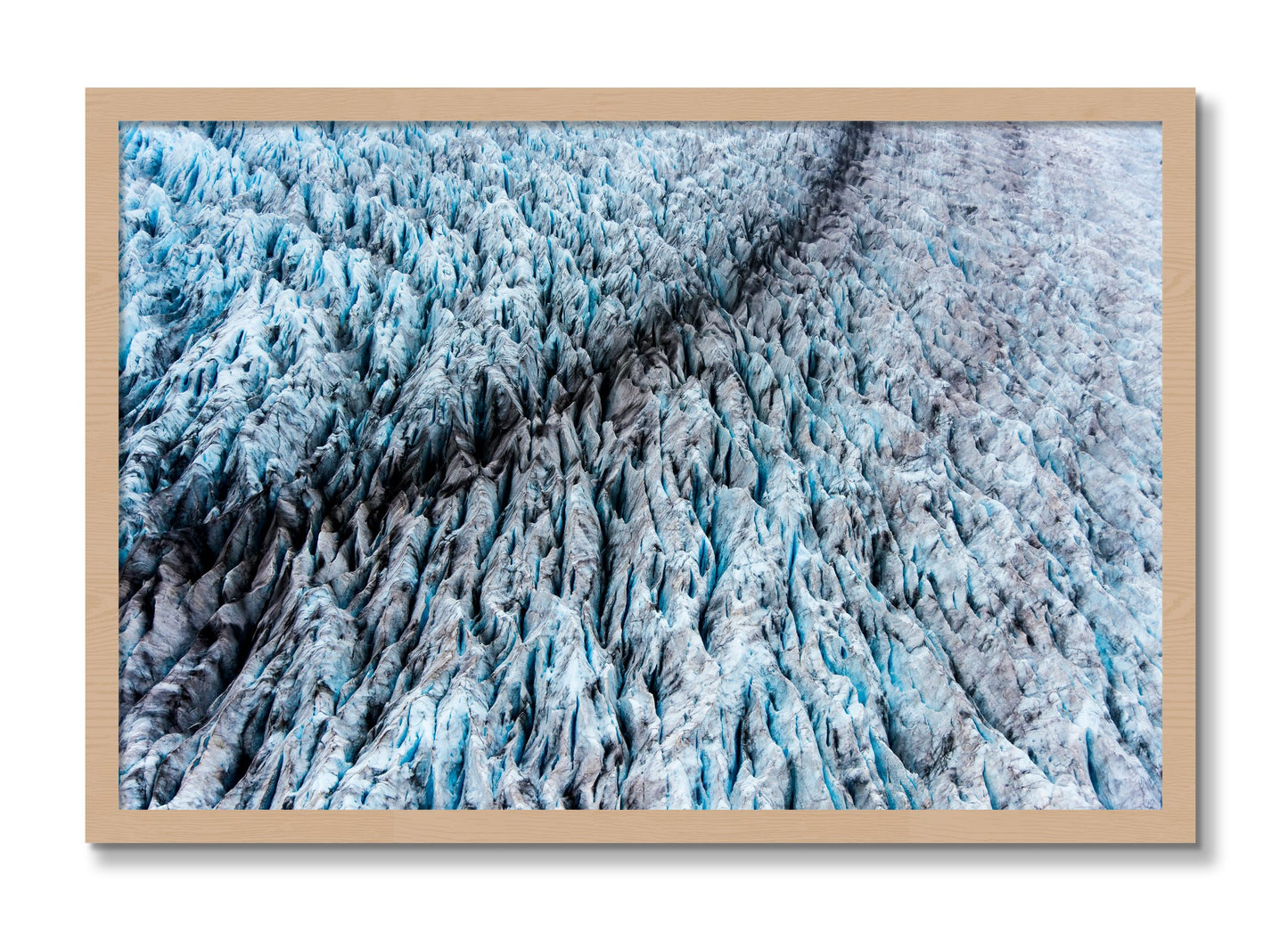 Framed photograph of Glacier by Dylan Ozanich, Oak frame, Full Bleed