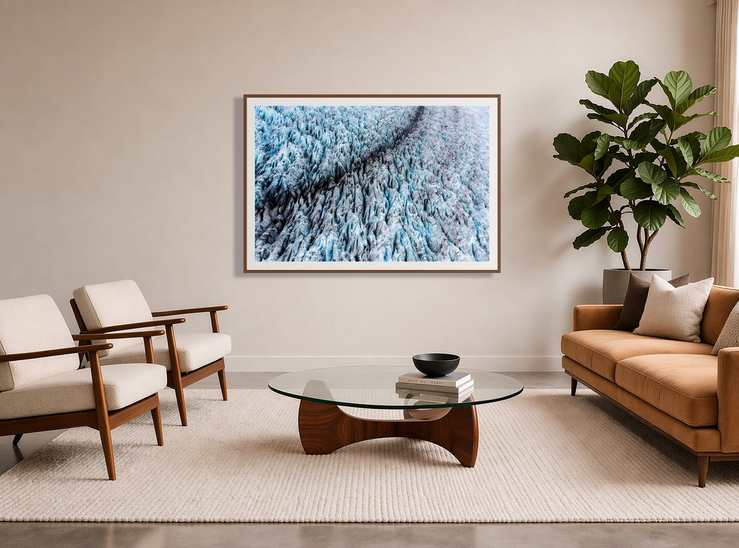Framed photograph of Glacier by Dylan Ozanich displayed on a wall