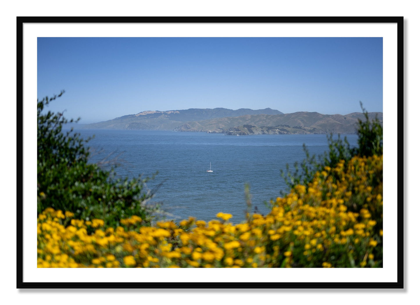 Framed photograph of Golden Bay by Dylan Ozanich, Black frame, Borders