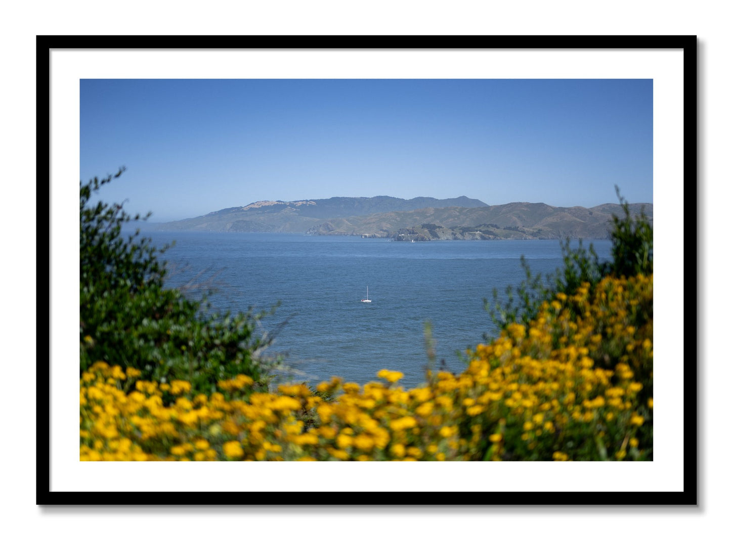Framed photograph of Golden Bay by Dylan Ozanich, Black frame, Borders