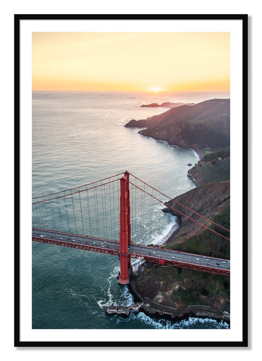 Framed photograph of Golden Gate At Dusk by Dylan Ozanich, Black frame, Borders