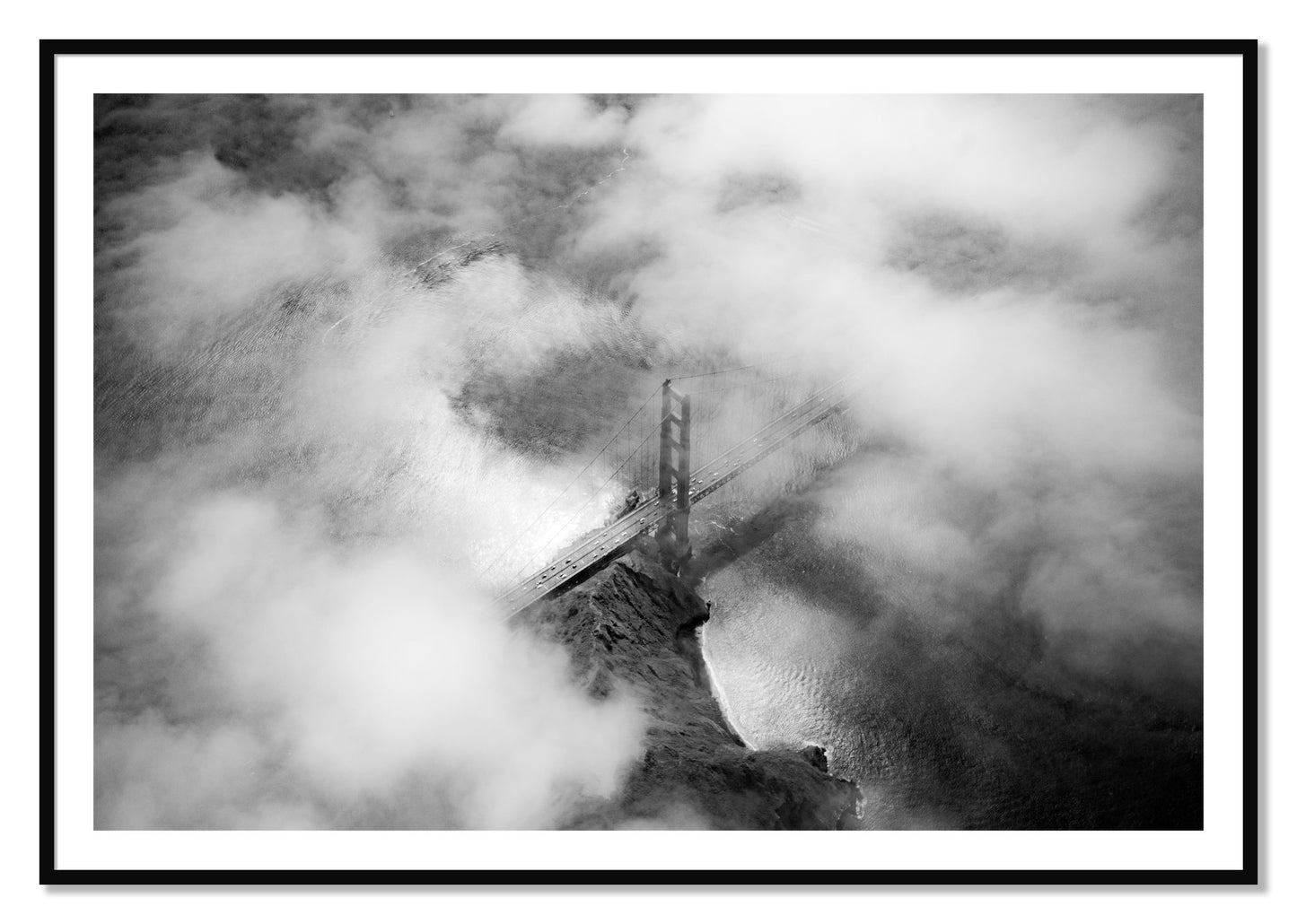 Framed photograph of Golden Gate Fog by Dylan Ozanich, Black frame, Borders