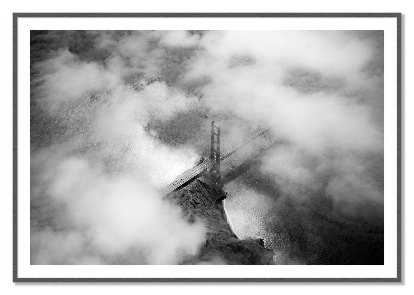 Framed photograph of Golden Gate Fog by Dylan Ozanich, Grey frame, Borders