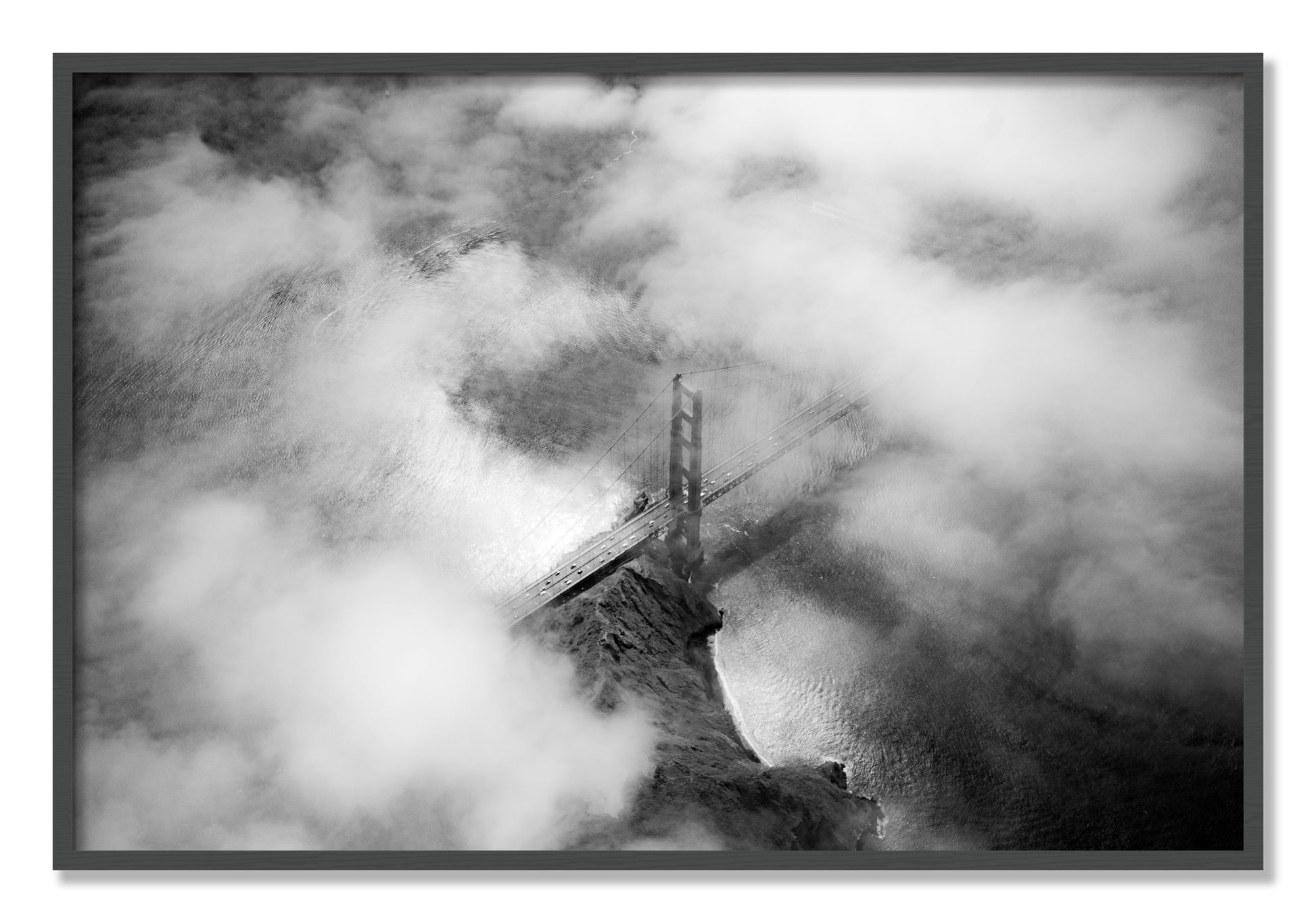 Framed photograph of Golden Gate Fog by Dylan Ozanich, Grey frame, Full Bleed