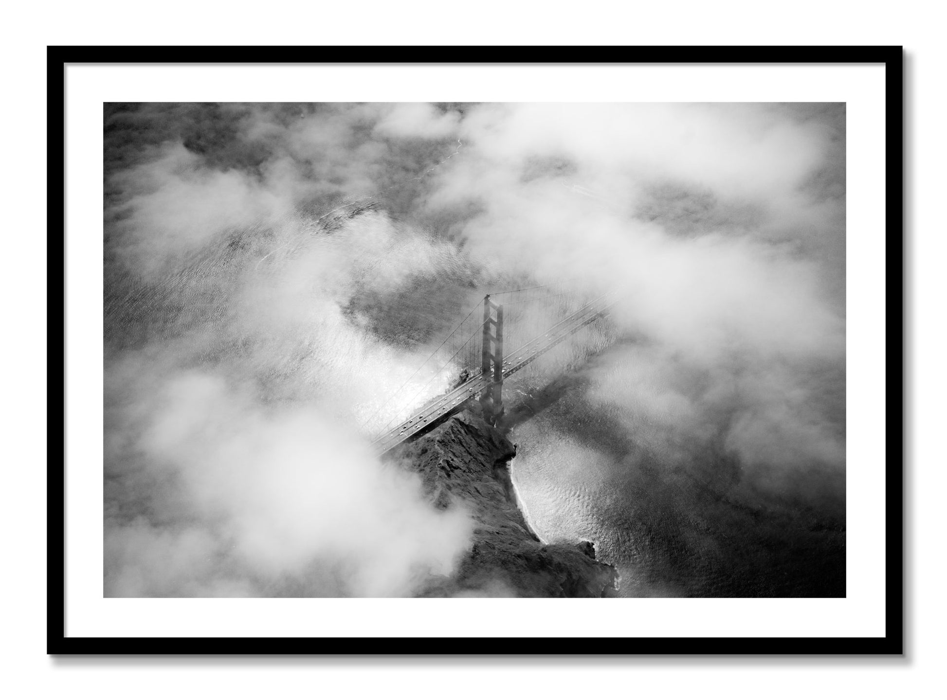 Framed photograph of Golden Gate Fog by Dylan Ozanich, Black frame, Borders