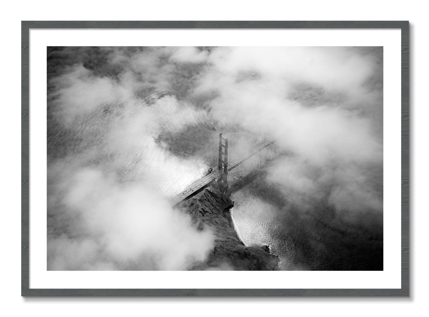 Framed photograph of Golden Gate Fog by Dylan Ozanich, Grey frame, Borders