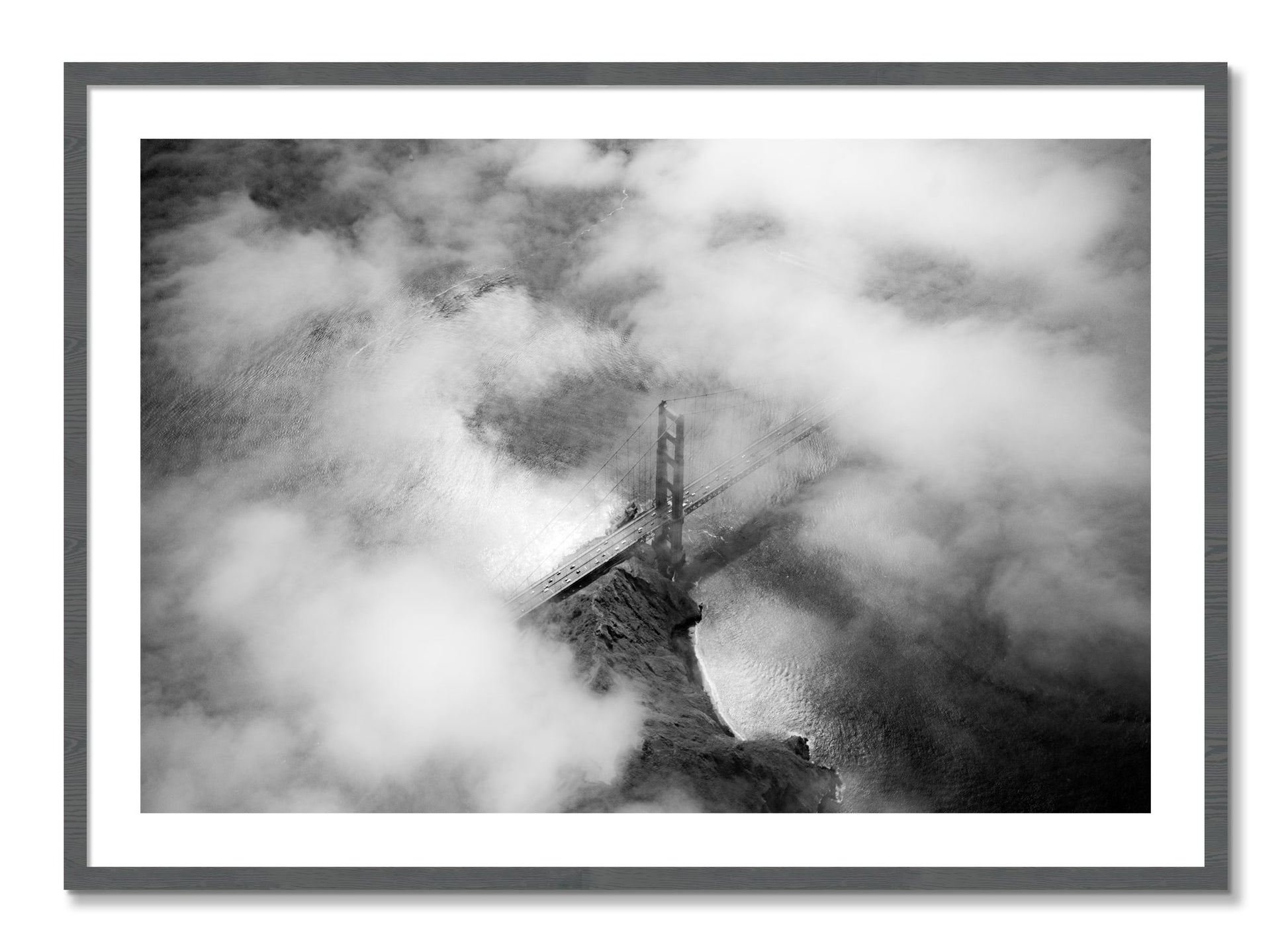 Framed photograph of Golden Gate Fog by Dylan Ozanich, Grey frame, Borders