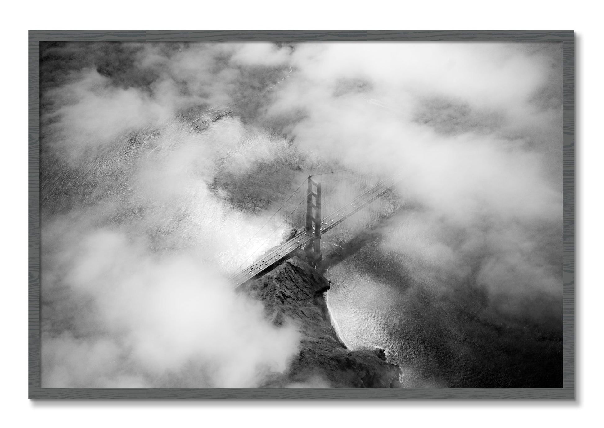 Framed photograph of Golden Gate Fog by Dylan Ozanich, Grey frame, Full Bleed