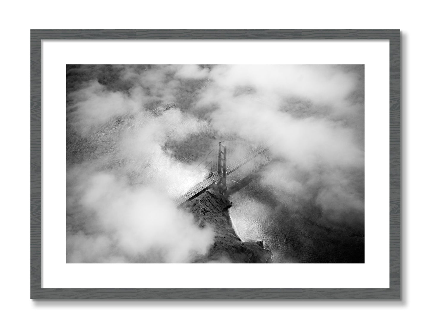 Framed photograph of Golden Gate Fog by Dylan Ozanich, Grey frame, Borders
