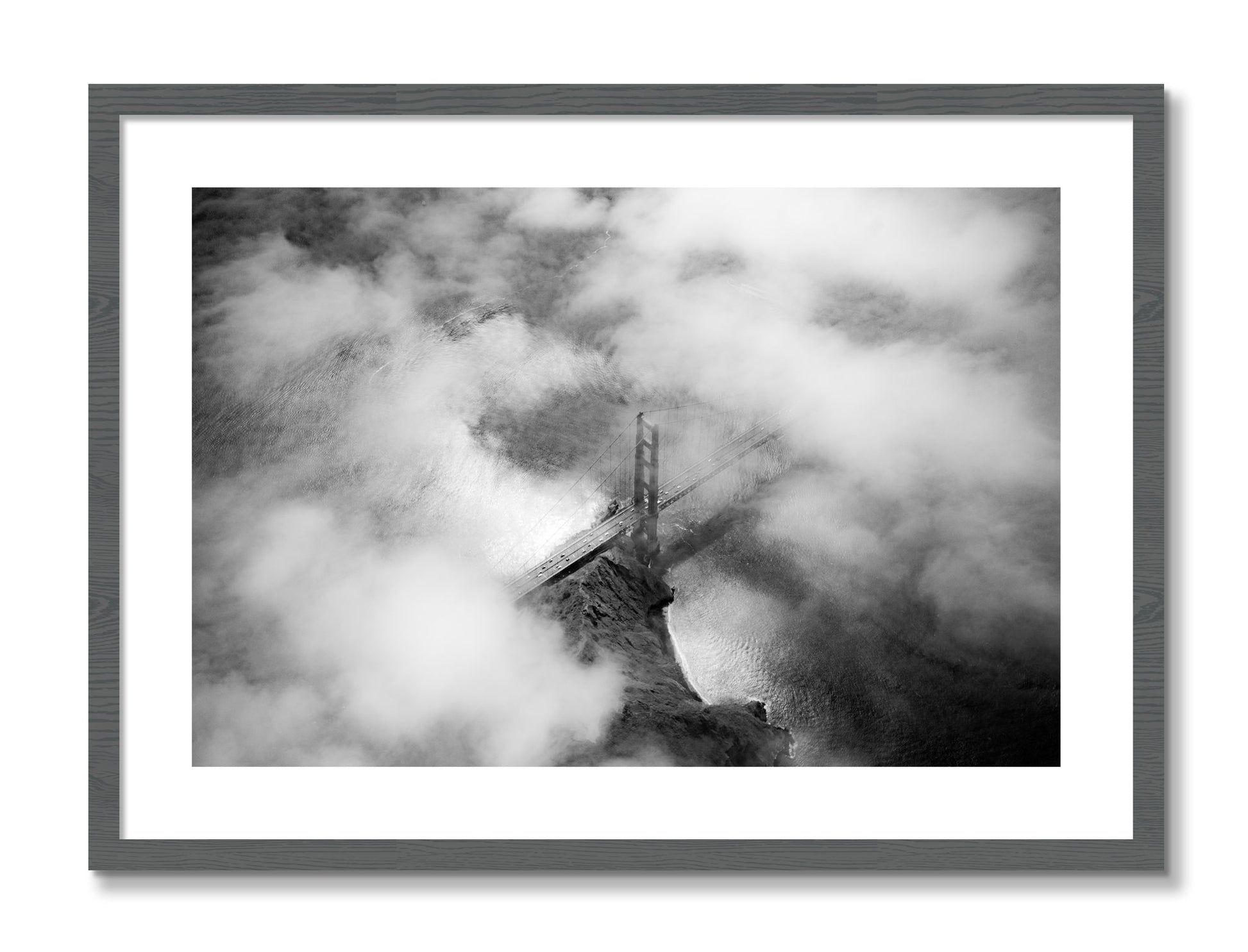 Framed photograph of Golden Gate Fog by Dylan Ozanich, Grey frame, Borders