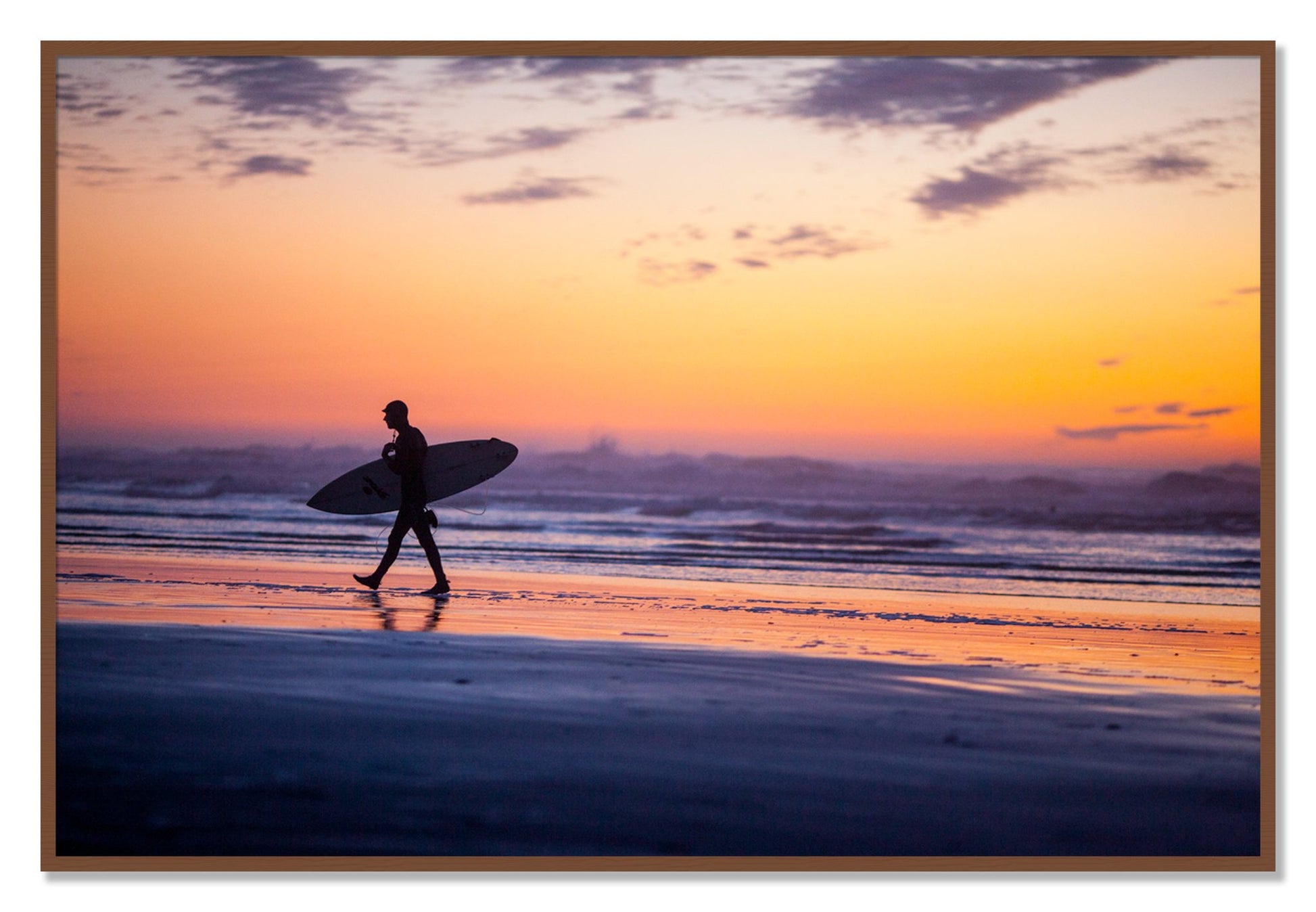 Framed photograph of Good Session by Dylan Ozanich, Walnut frame, Full Bleed