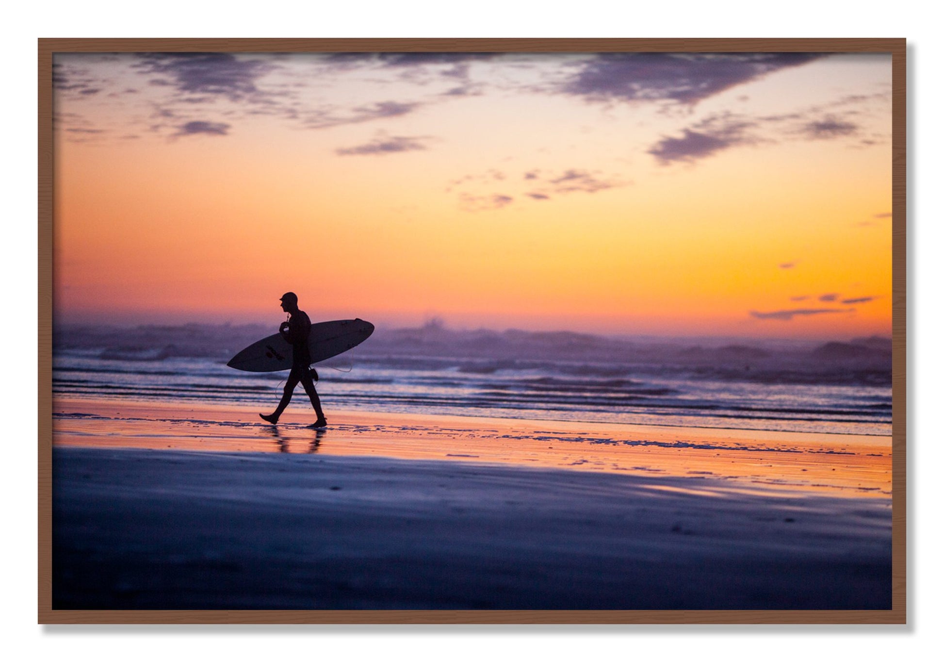 Framed photograph of Good Session by Dylan Ozanich, Walnut frame, Full Bleed