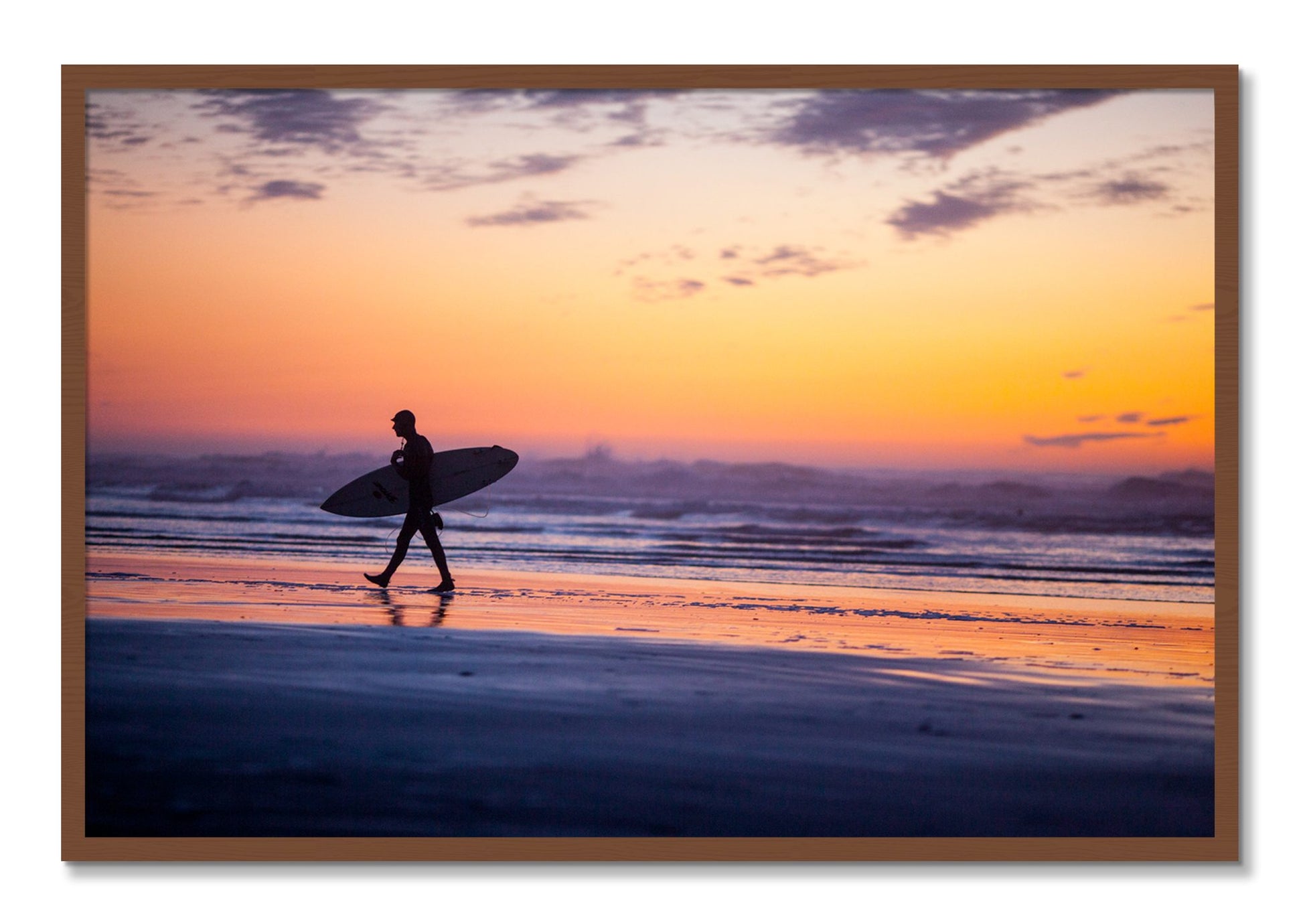 Framed photograph of Good Session by Dylan Ozanich, Walnut frame, Full Bleed