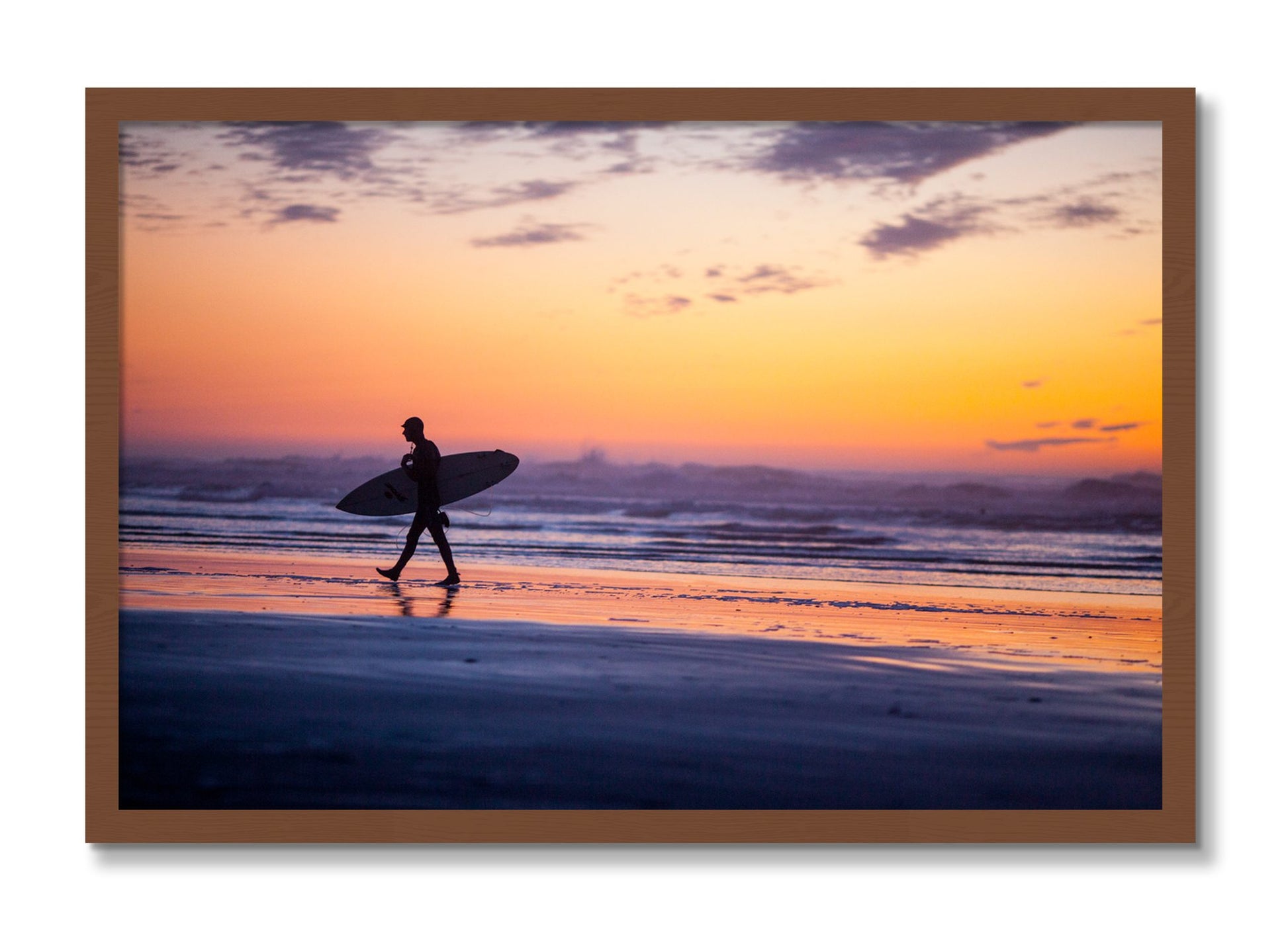 Framed photograph of Good Session by Dylan Ozanich, Walnut frame, Full Bleed