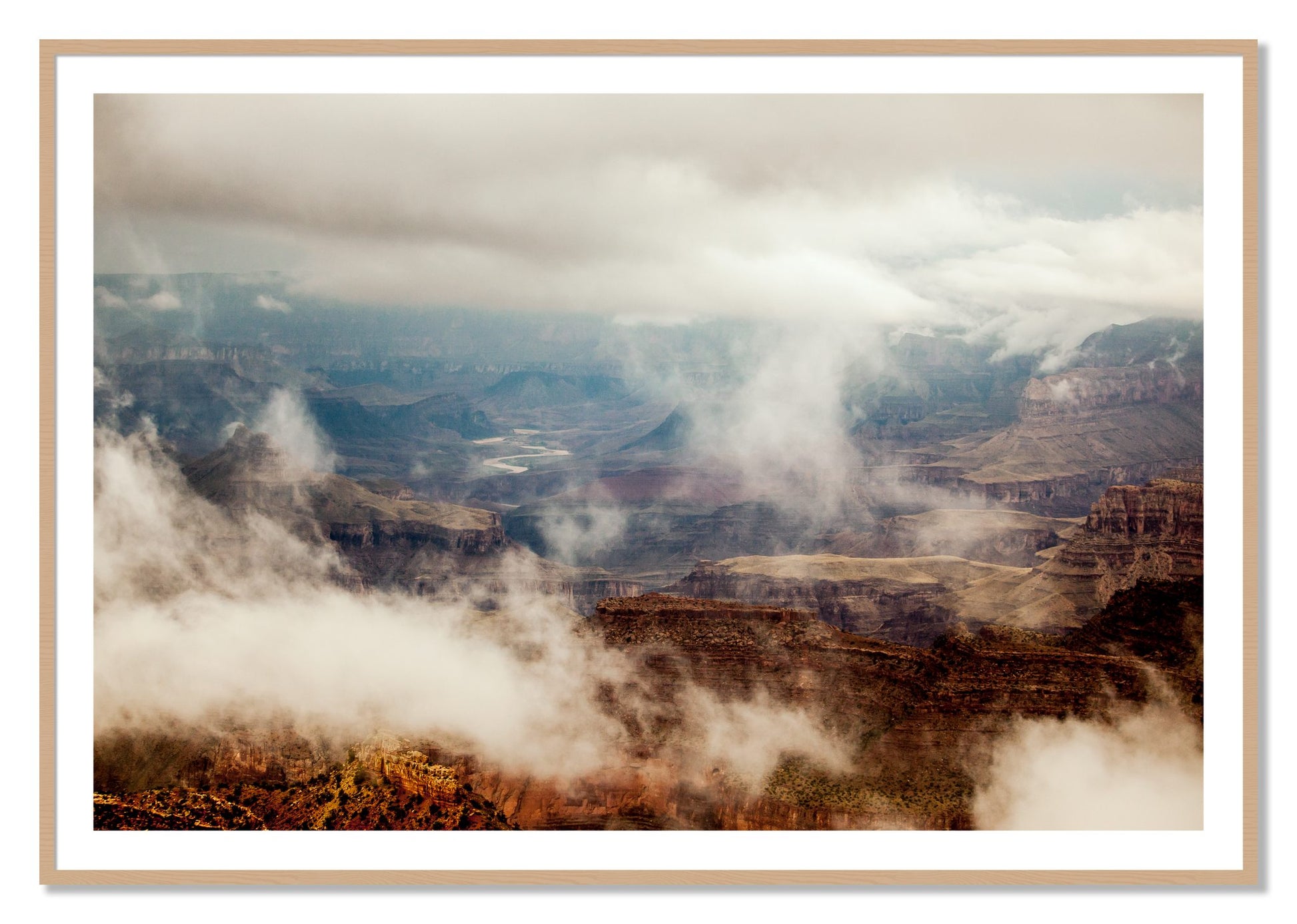 Framed photograph of Grand Canyon by Dylan Ozanich, Oak frame, Borders