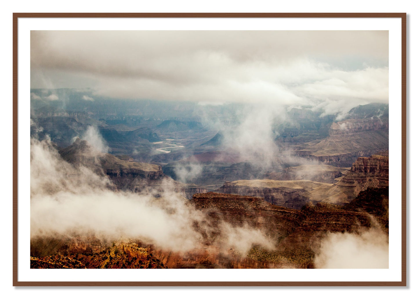 Framed photograph of Grand Canyon by Dylan Ozanich, Walnut frame, Borders