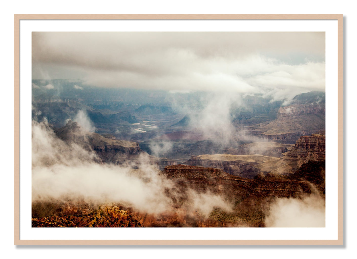 Framed photograph of Grand Canyon by Dylan Ozanich, Maple frame, Borders
