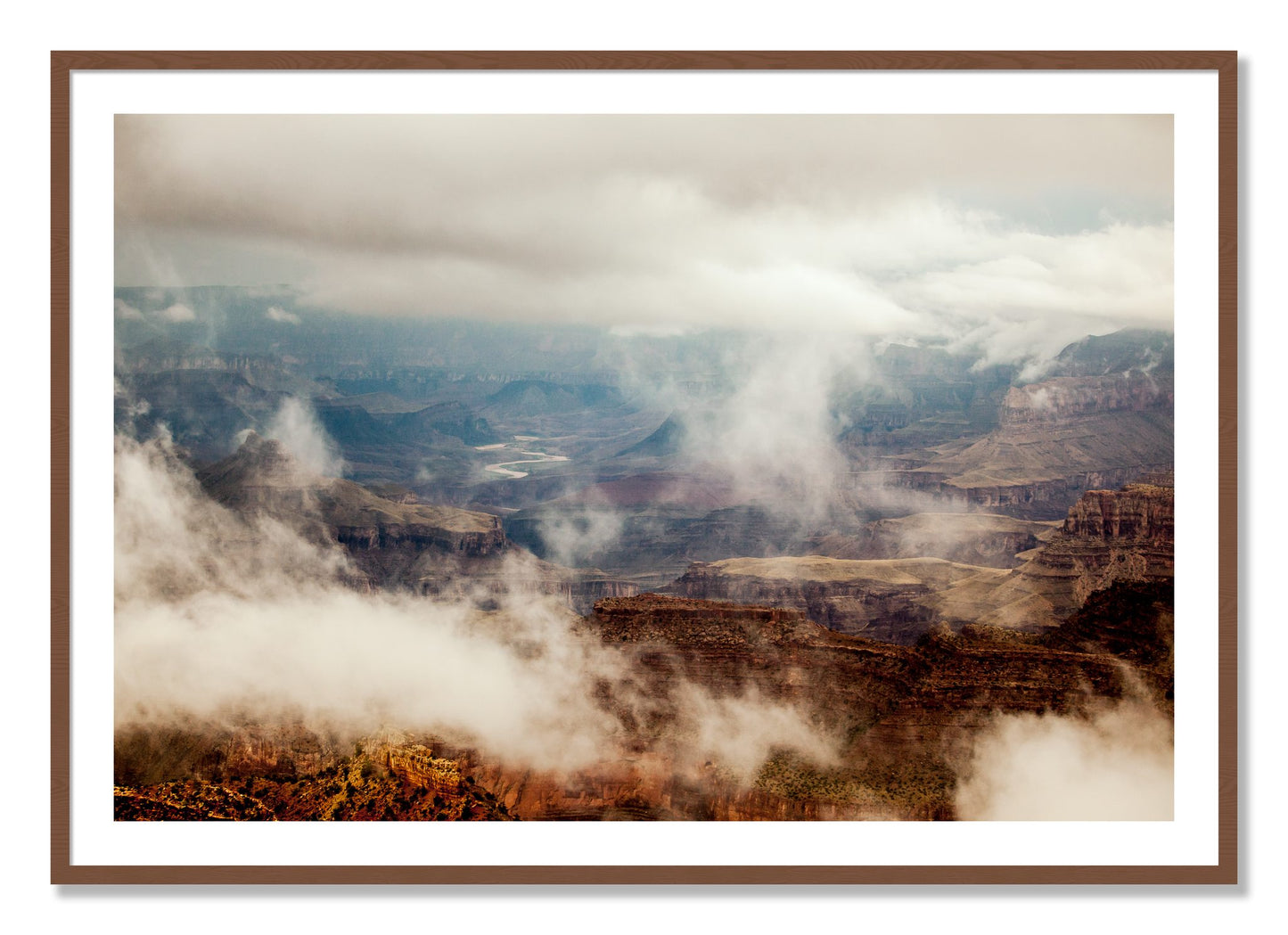 Framed photograph of Grand Canyon by Dylan Ozanich, Walnut frame, Borders