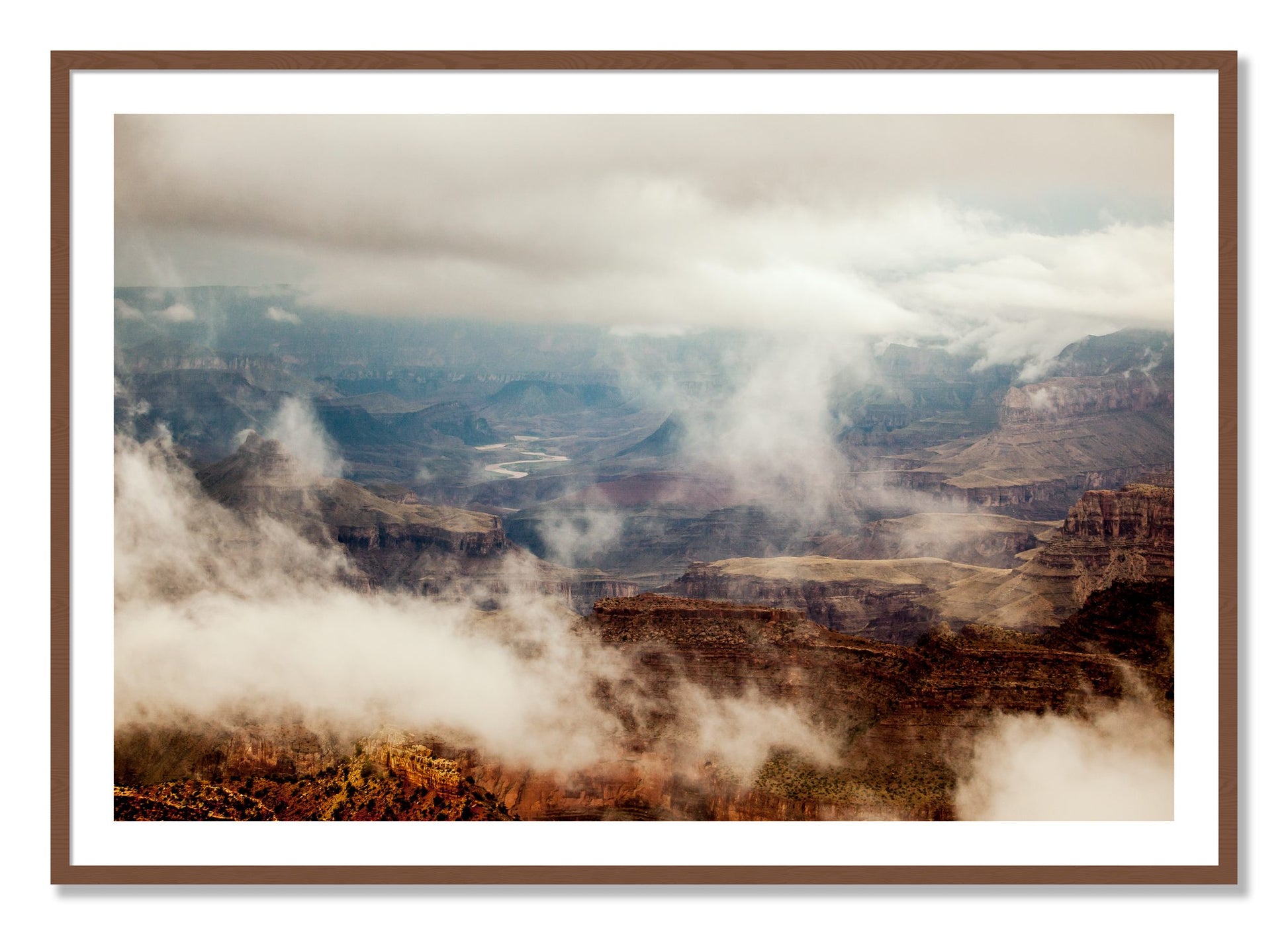 Framed photograph of Grand Canyon by Dylan Ozanich, Walnut frame, Borders