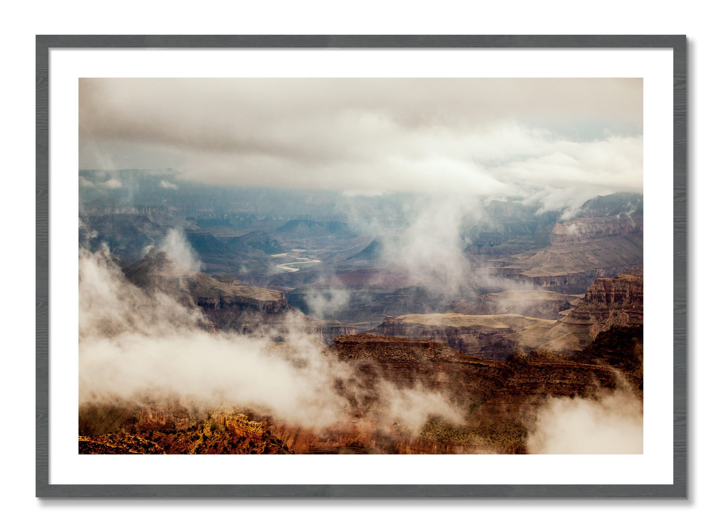 Framed photograph of Grand Canyon by Dylan Ozanich, Grey frame, Borders