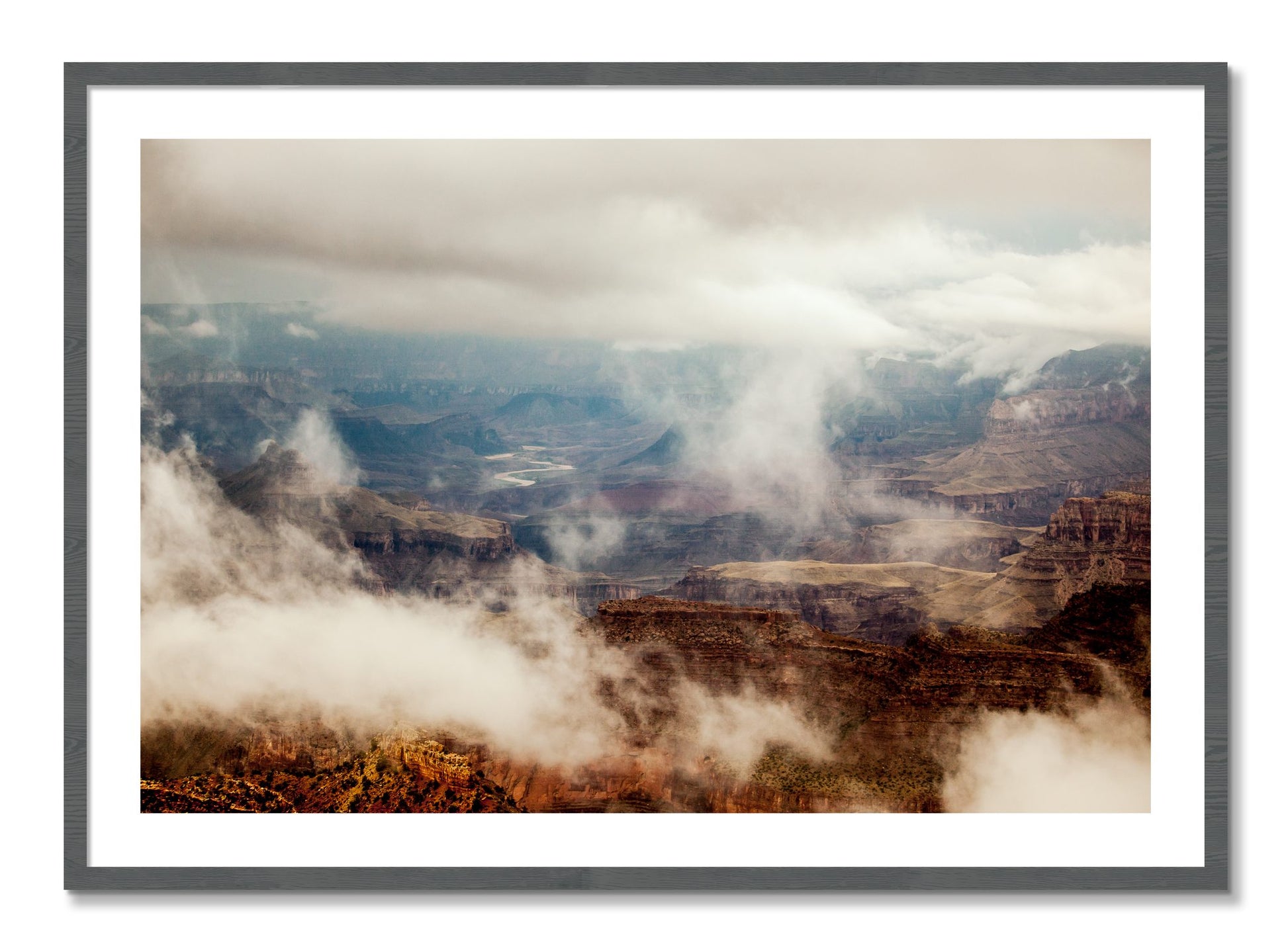 Framed photograph of Grand Canyon by Dylan Ozanich, Grey frame, Borders