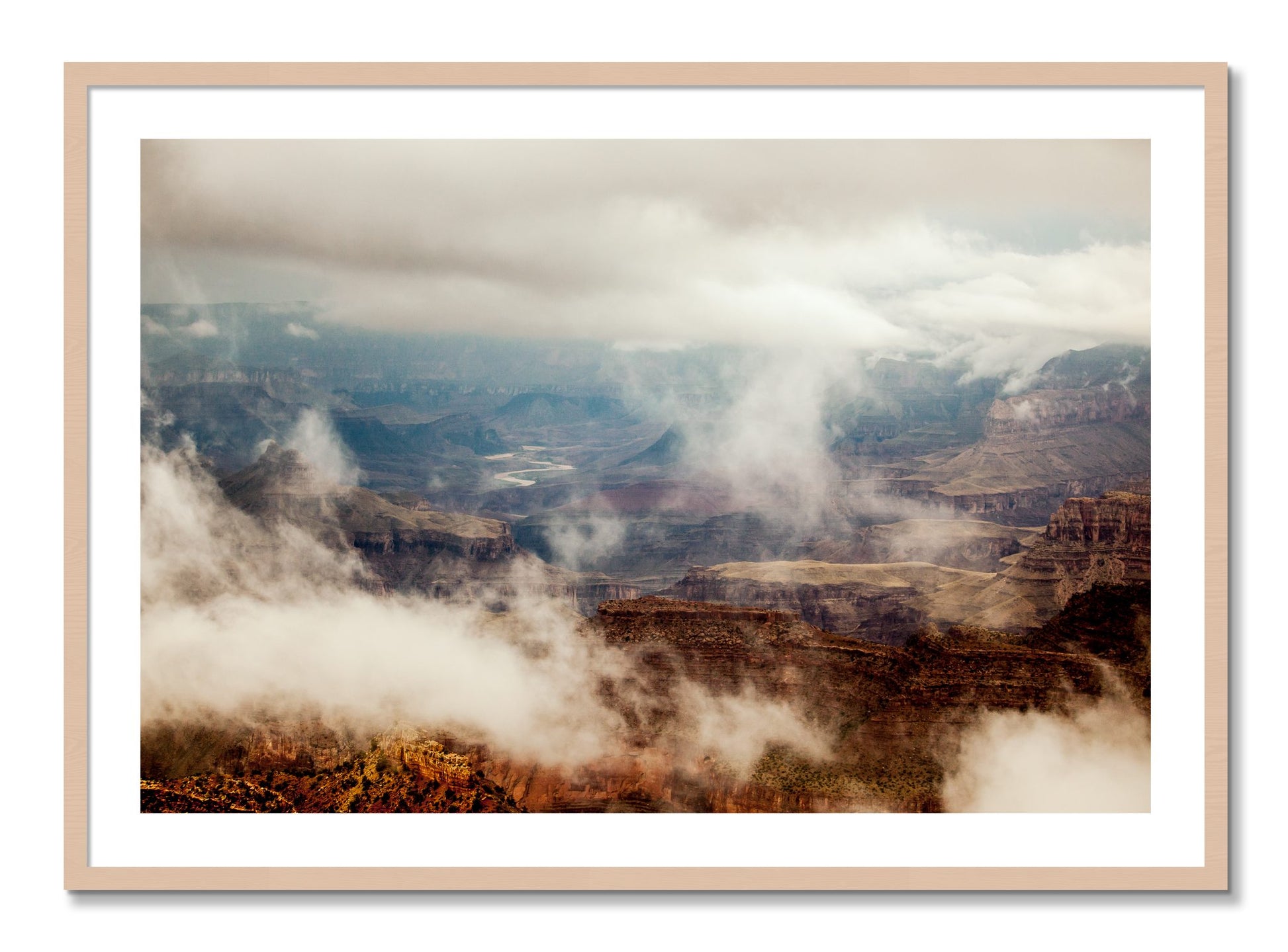 Framed photograph of Grand Canyon by Dylan Ozanich, Maple frame, Borders