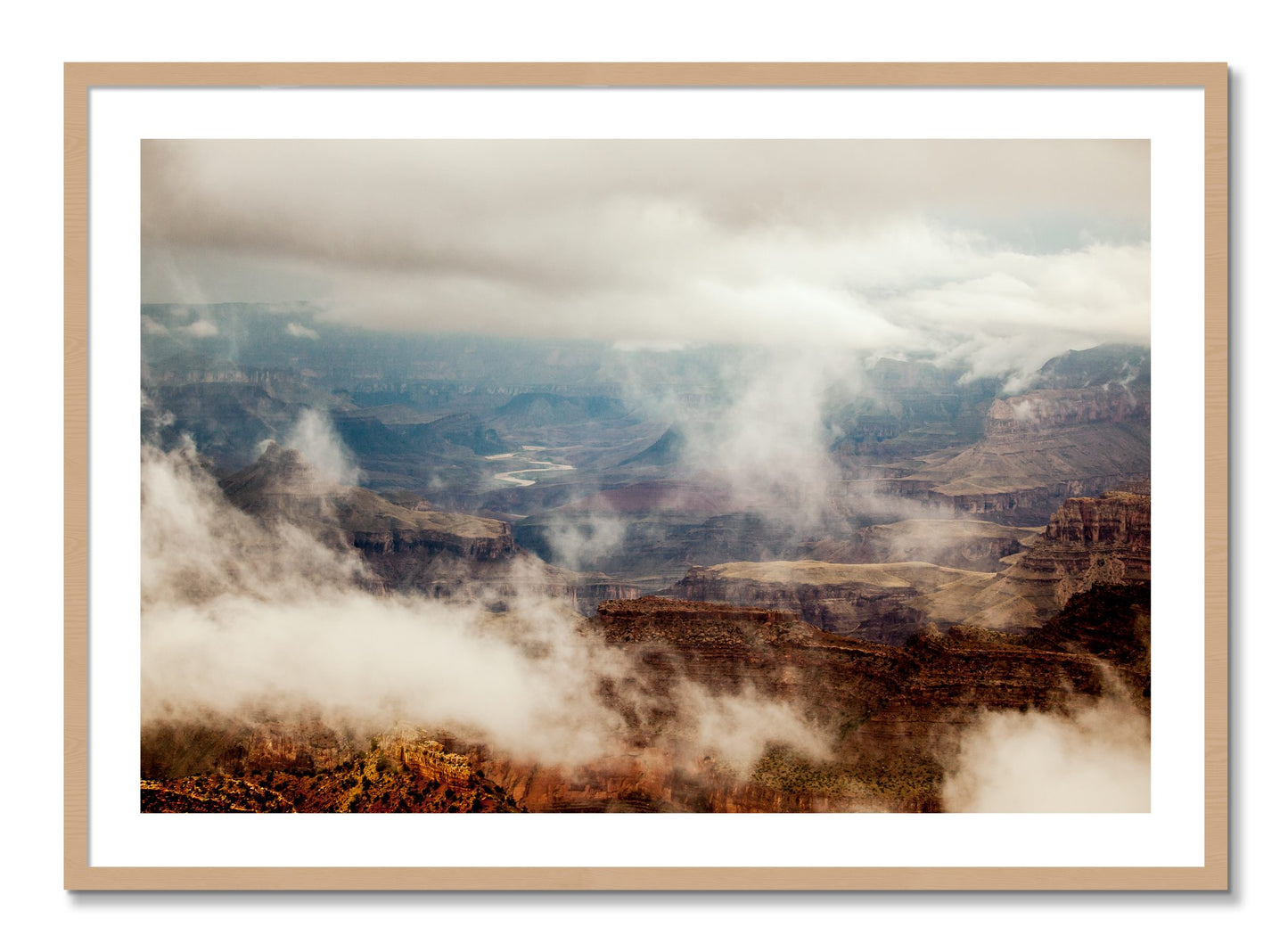 Framed photograph of Grand Canyon by Dylan Ozanich, Oak frame, Borders