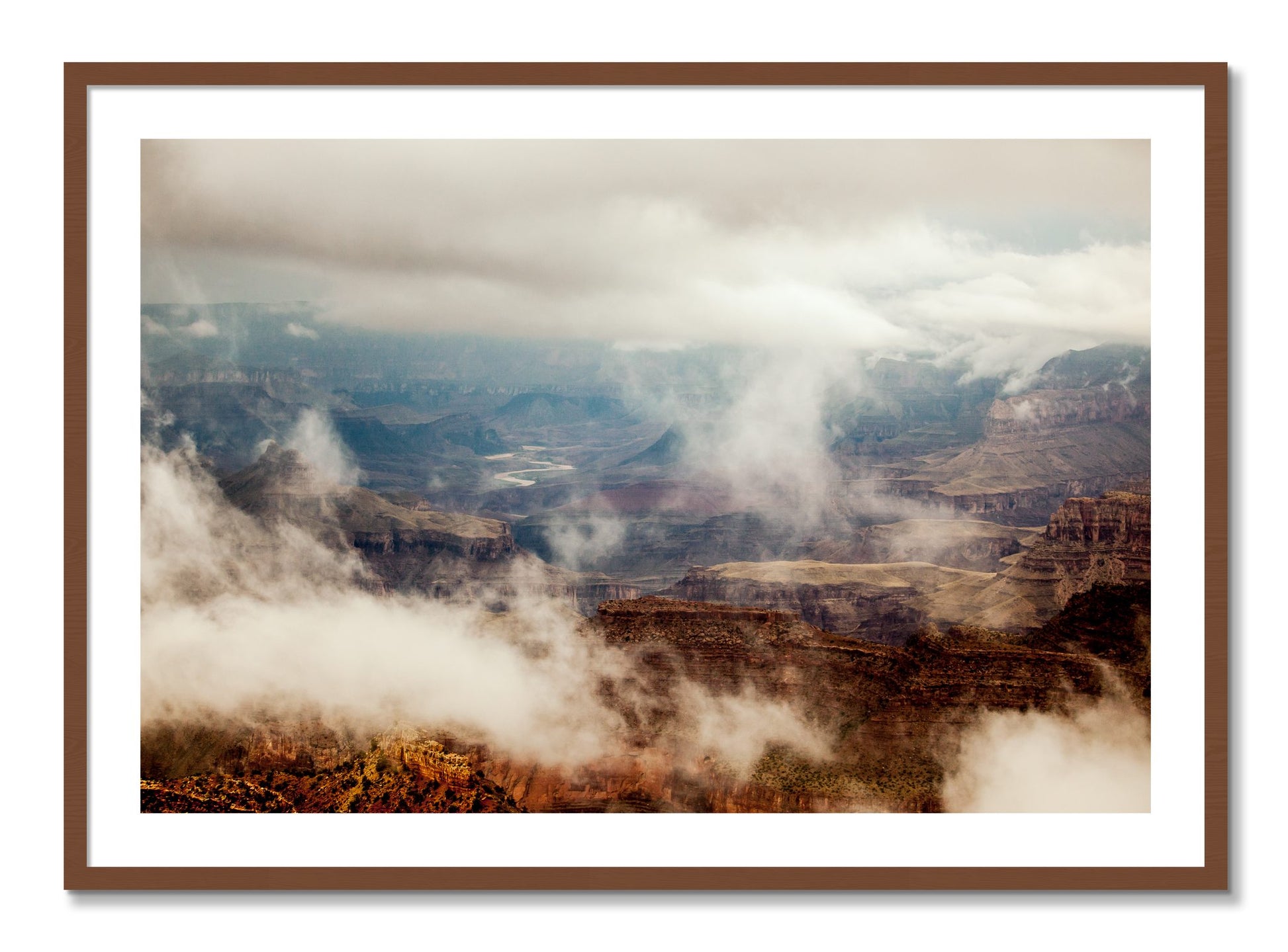Framed photograph of Grand Canyon by Dylan Ozanich, Walnut frame, Borders