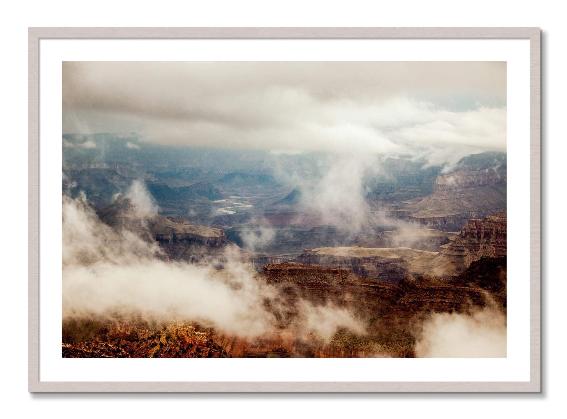 Framed photograph of Grand Canyon by Dylan Ozanich, White Maple frame, Borders