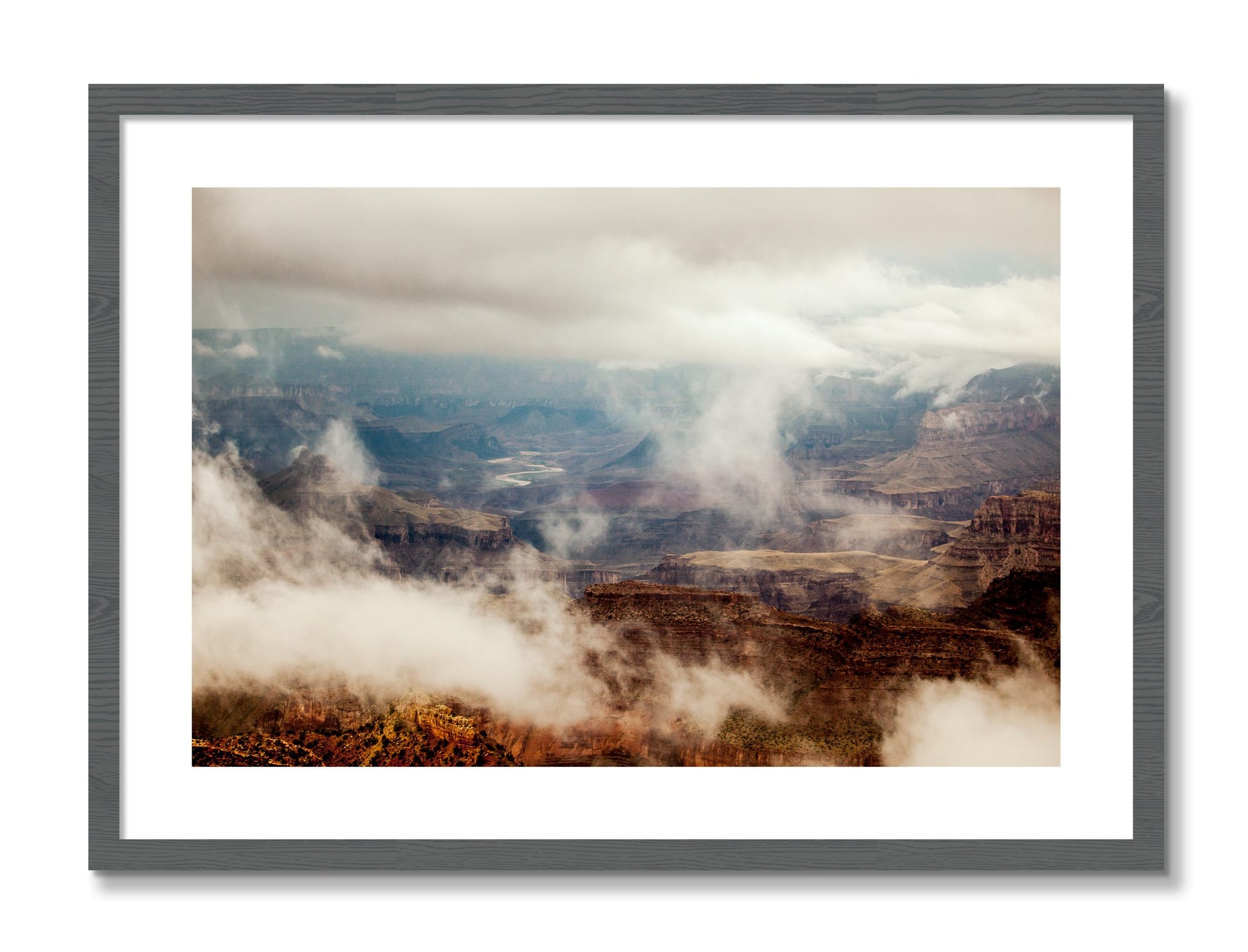Framed photograph of Grand Canyon by Dylan Ozanich, Grey frame, Borders