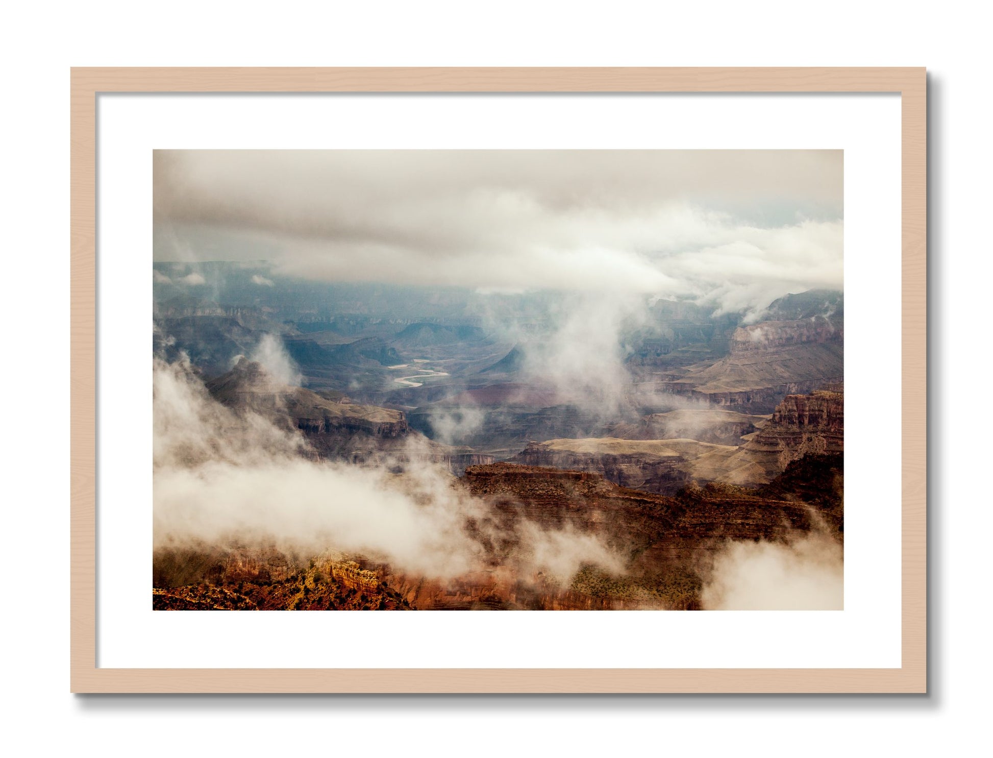 Framed photograph of Grand Canyon by Dylan Ozanich, Maple frame, Borders