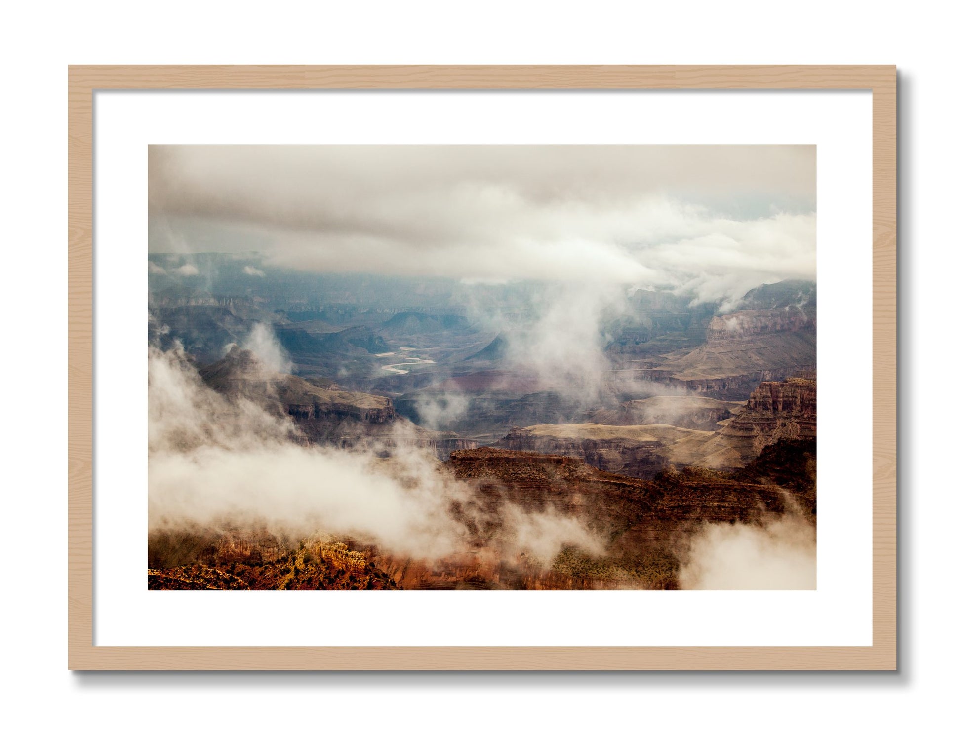 Framed photograph of Grand Canyon by Dylan Ozanich, Oak frame, Borders