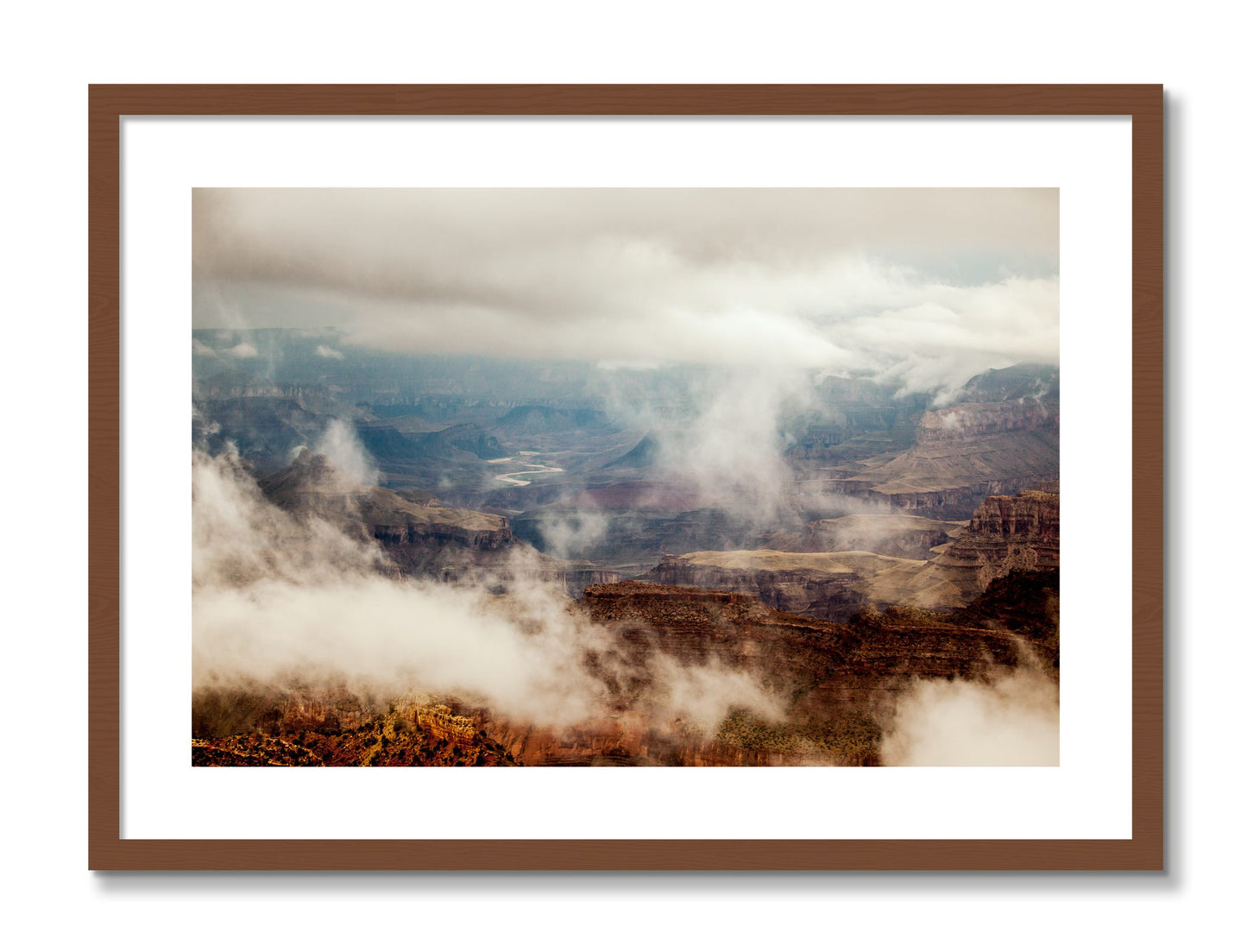 Framed photograph of Grand Canyon by Dylan Ozanich, Walnut frame, Borders