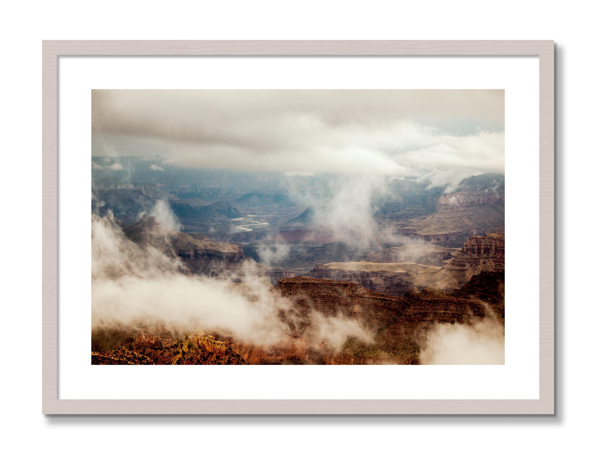 Framed photograph of Grand Canyon by Dylan Ozanich, White Maple frame, Borders
