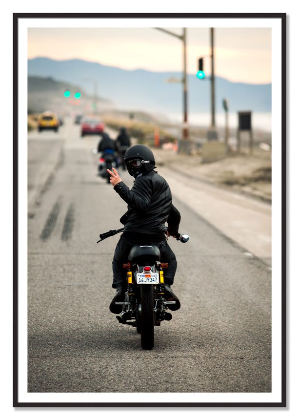 Great Highway Riding by Dylan Ozanich, 48×72 print with a White Border in a Black Walnut frame