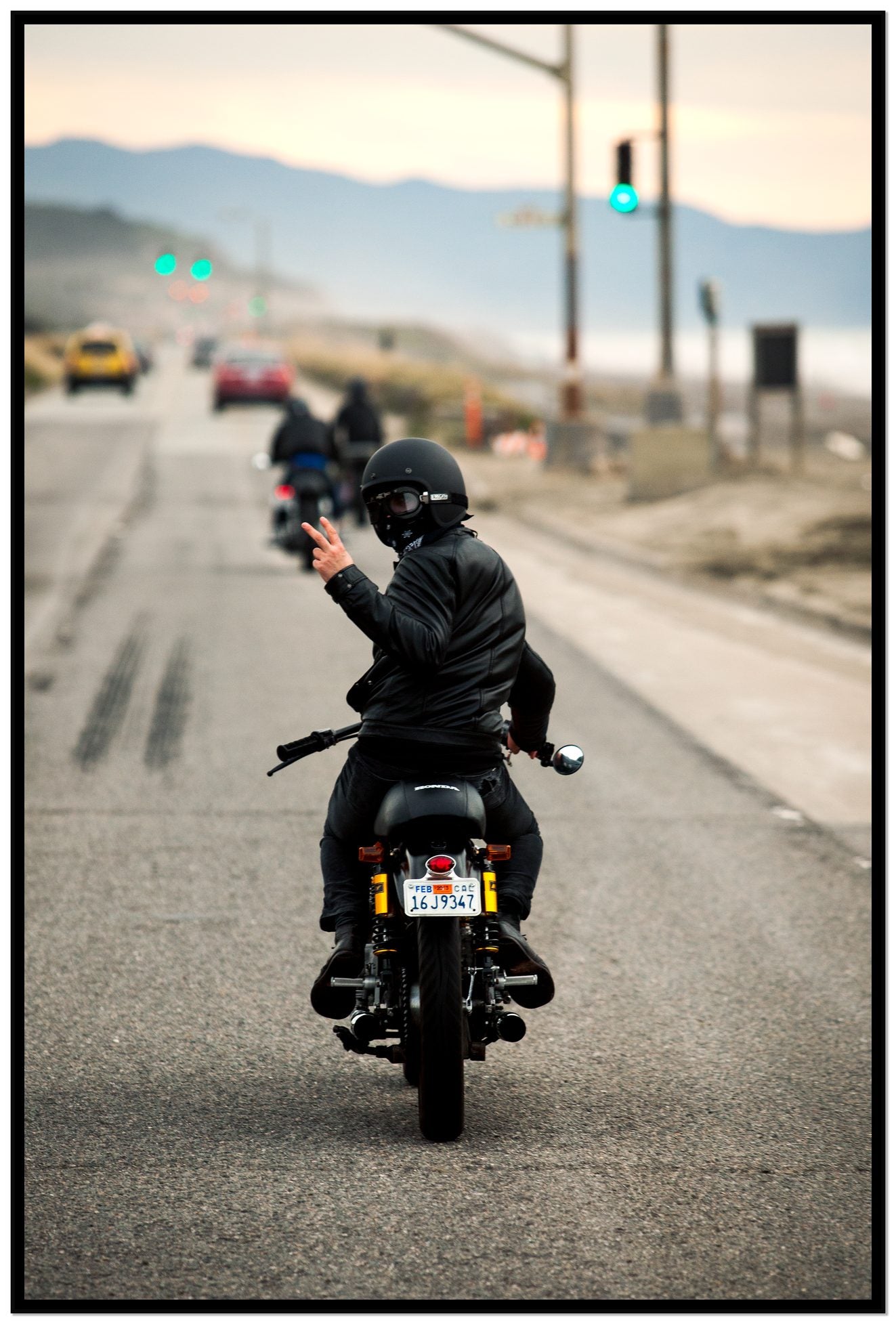 Great Highway Riding by Dylan Ozanich, 48×72 Full Bleed Print in a Black frame
