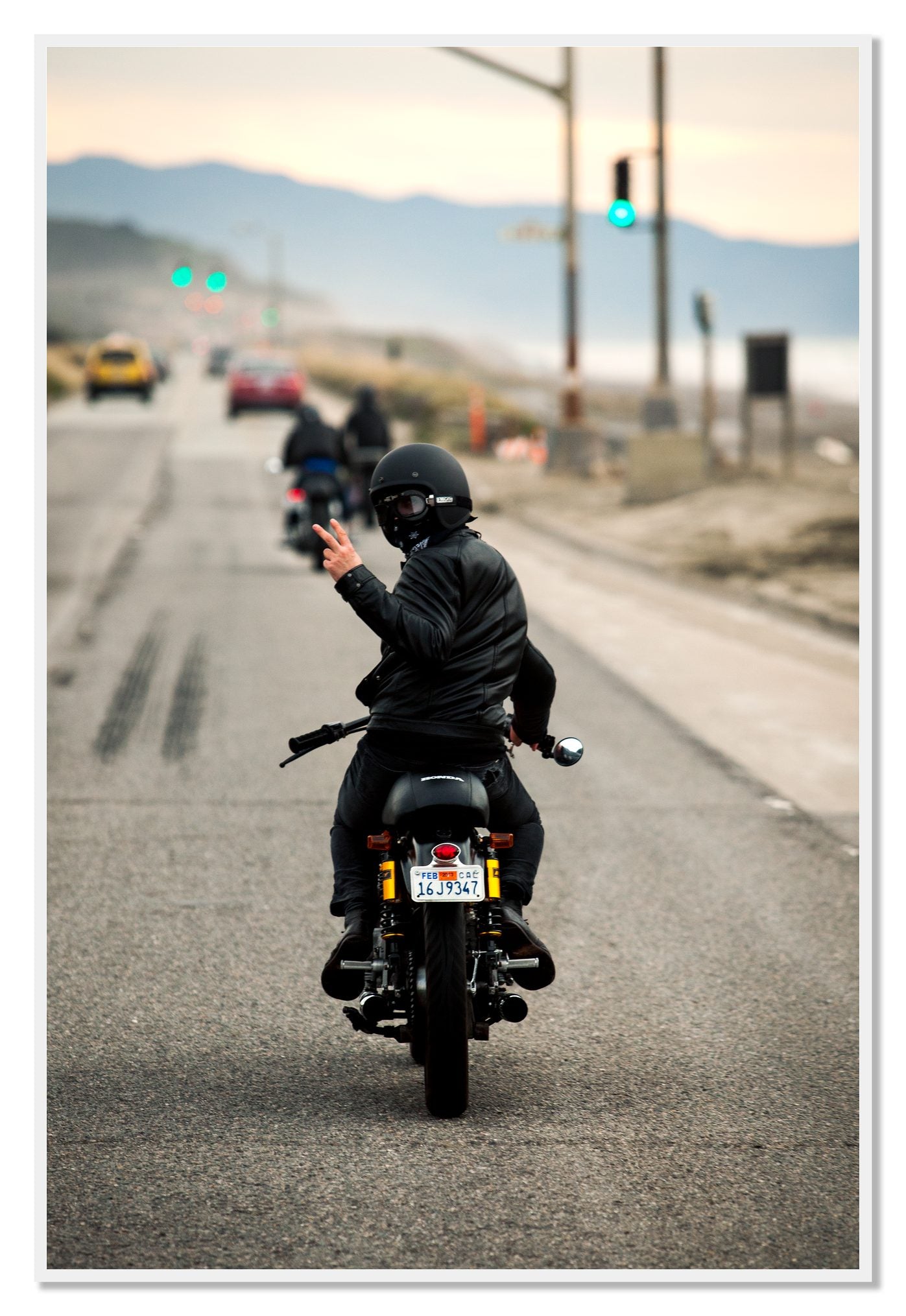 Great Highway Riding by Dylan Ozanich, 48×72 Full Bleed Print in a White frame
