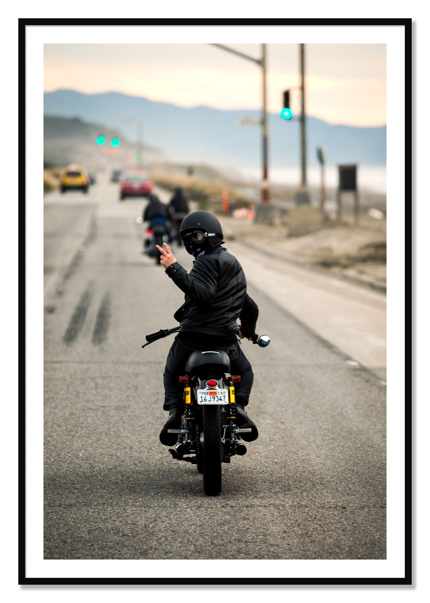 Framed photograph of Great Highway Riding by Dylan Ozanich, Black frame, Borders