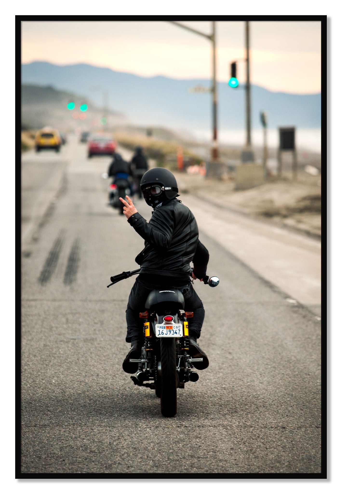 Framed photograph of Great Highway Riding by Dylan Ozanich, Black frame, Full Bleed