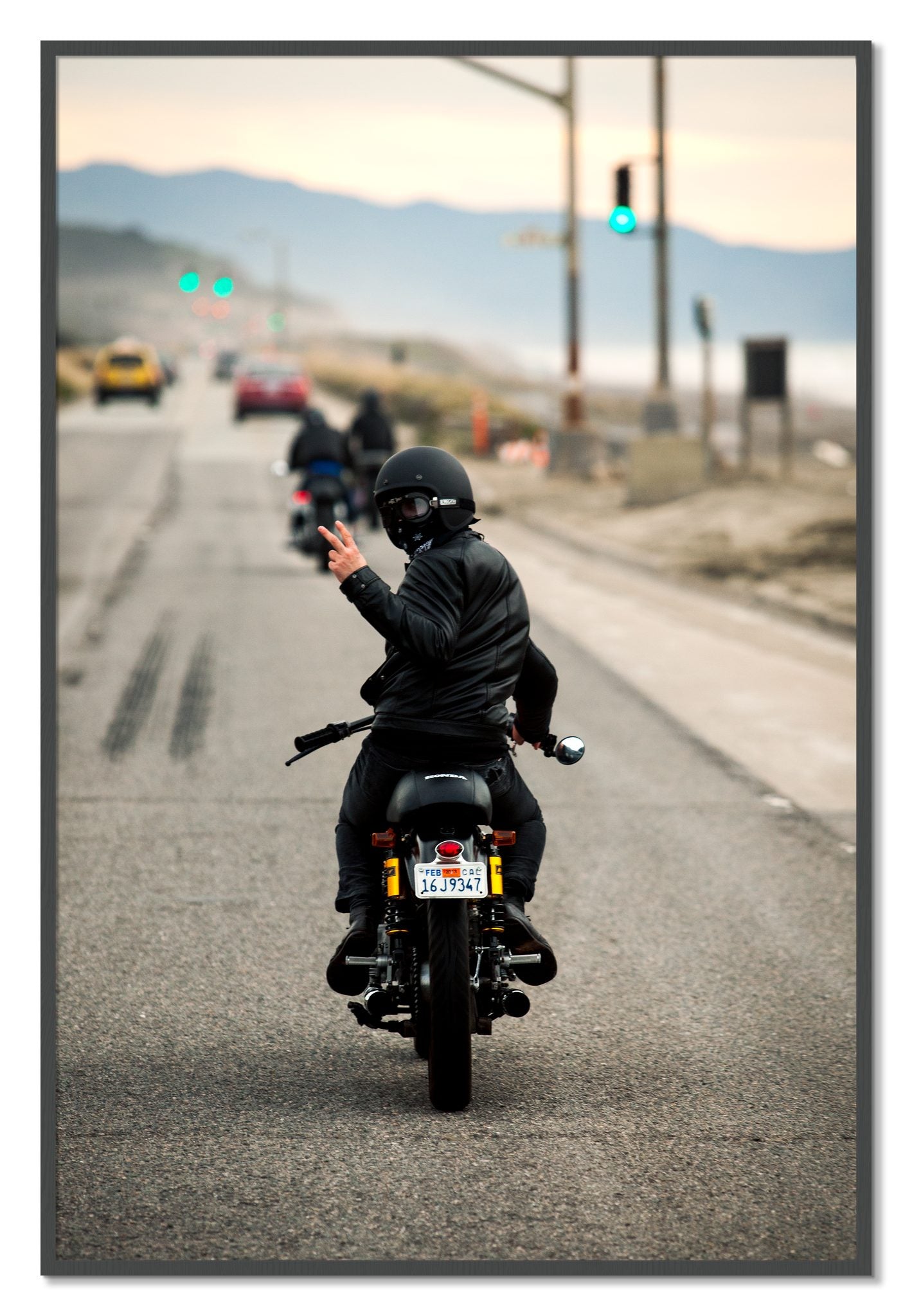 Framed photograph of Great Highway Riding by Dylan Ozanich, Grey frame, Full Bleed