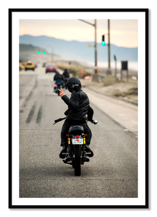 Framed photograph of Great Highway Riding by Dylan Ozanich, Black frame, Borders