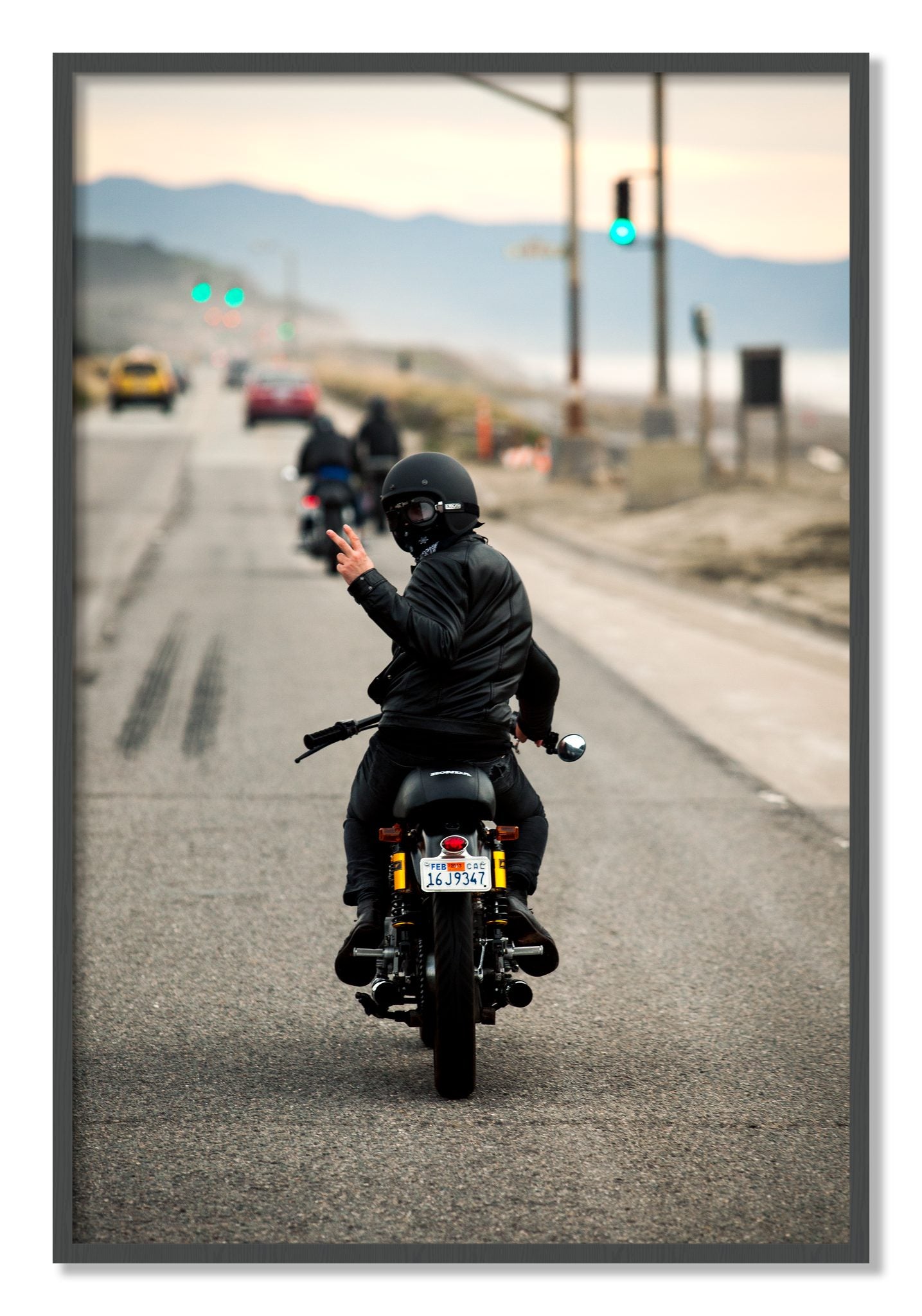 Framed photograph of Great Highway Riding by Dylan Ozanich, Grey frame, Full Bleed