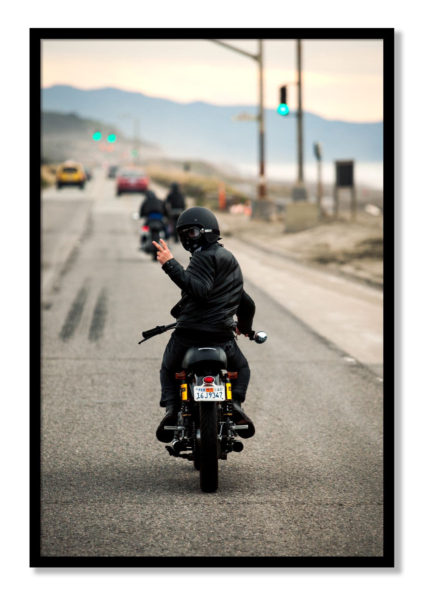 Framed photograph of Great Highway Riding by Dylan Ozanich, Black frame, Full Bleed