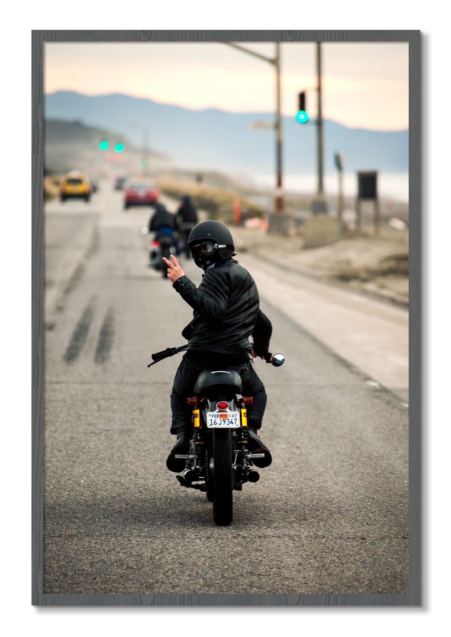 Framed photograph of Great Highway Riding by Dylan Ozanich, Grey frame, Full Bleed