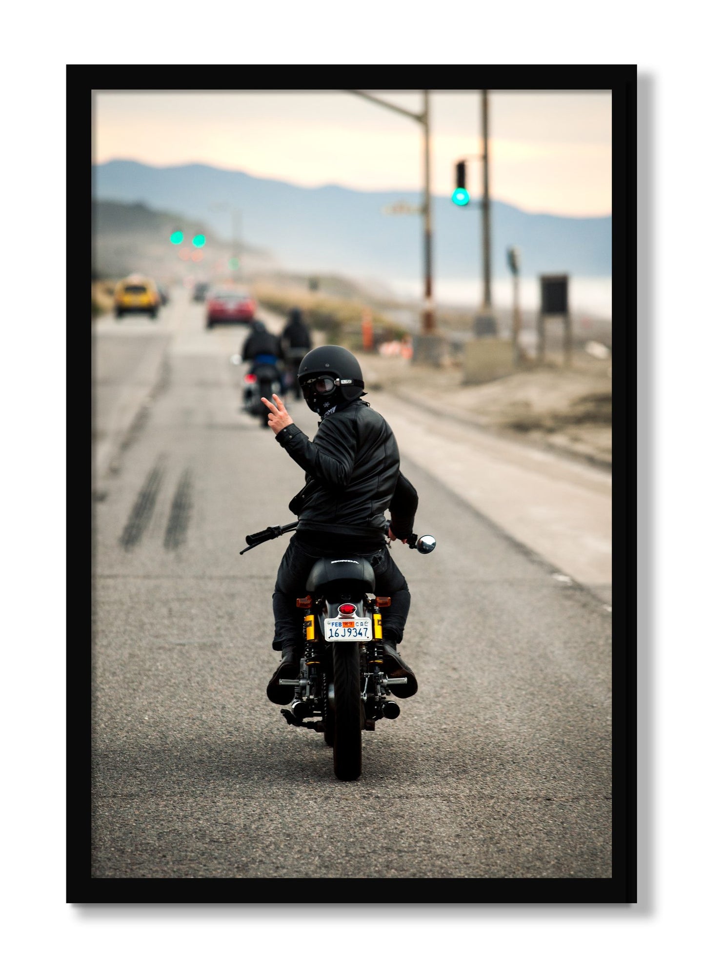 Framed photograph of Great Highway Riding by Dylan Ozanich, Black frame, Full Bleed