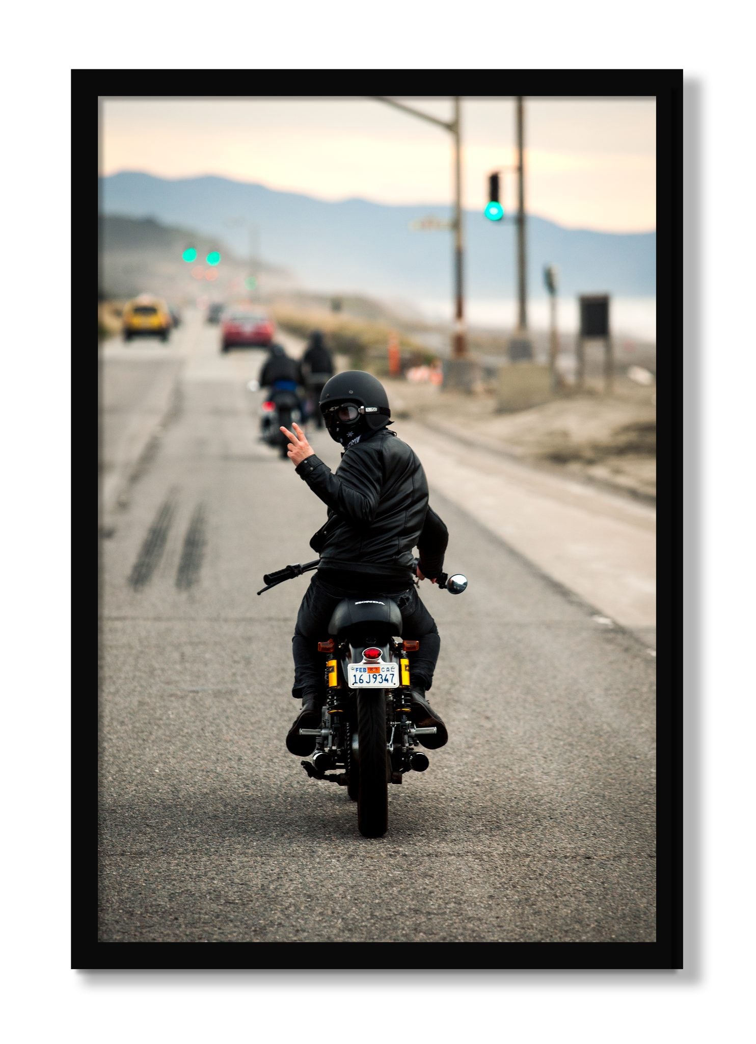 Framed photograph of Great Highway Riding by Dylan Ozanich, Black frame, Full Bleed