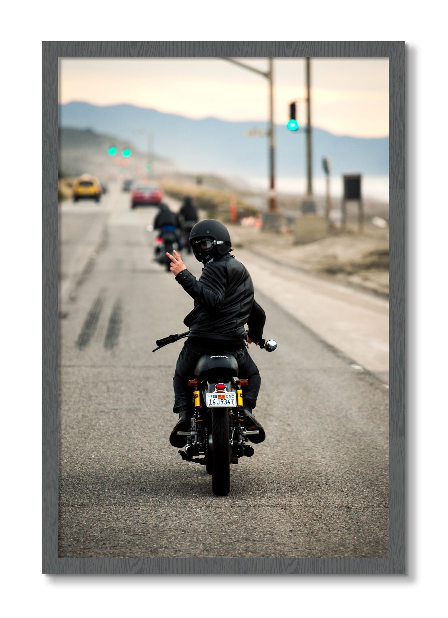 Framed photograph of Great Highway Riding by Dylan Ozanich, Grey frame, Full Bleed